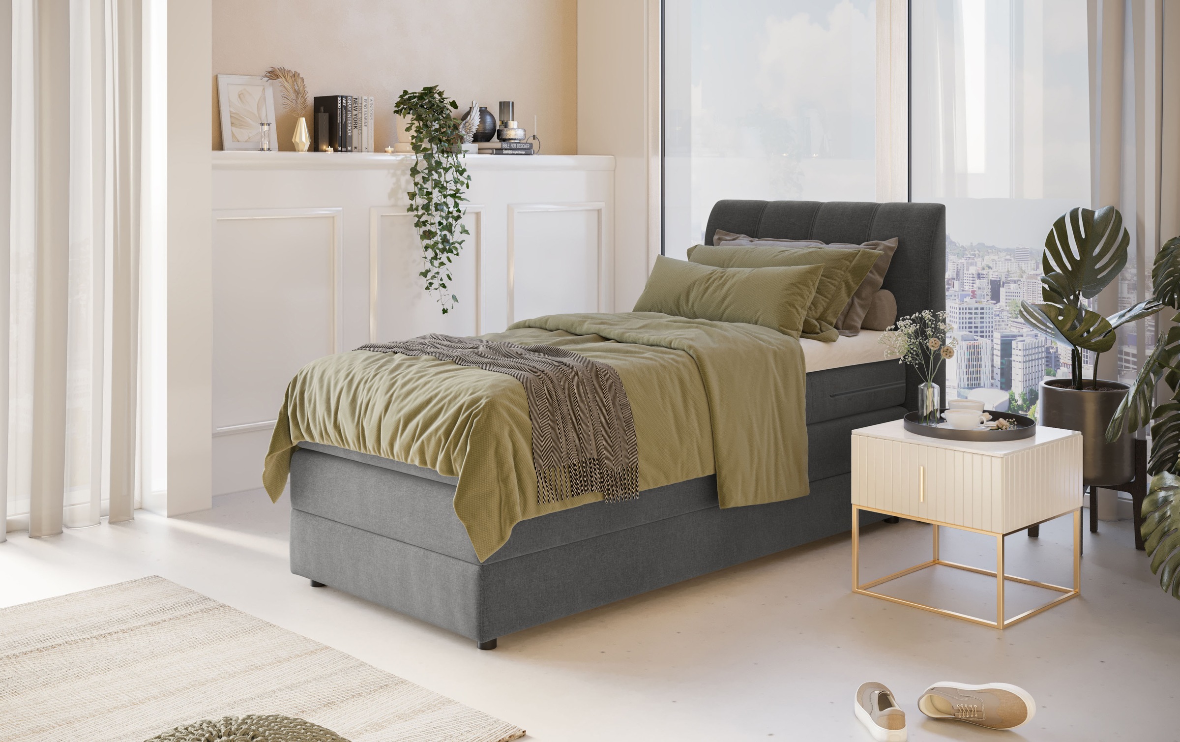 Home affaire Boxspringbett "Finja" besonders komfortable Liegehöhe, mit pra günstig online kaufen