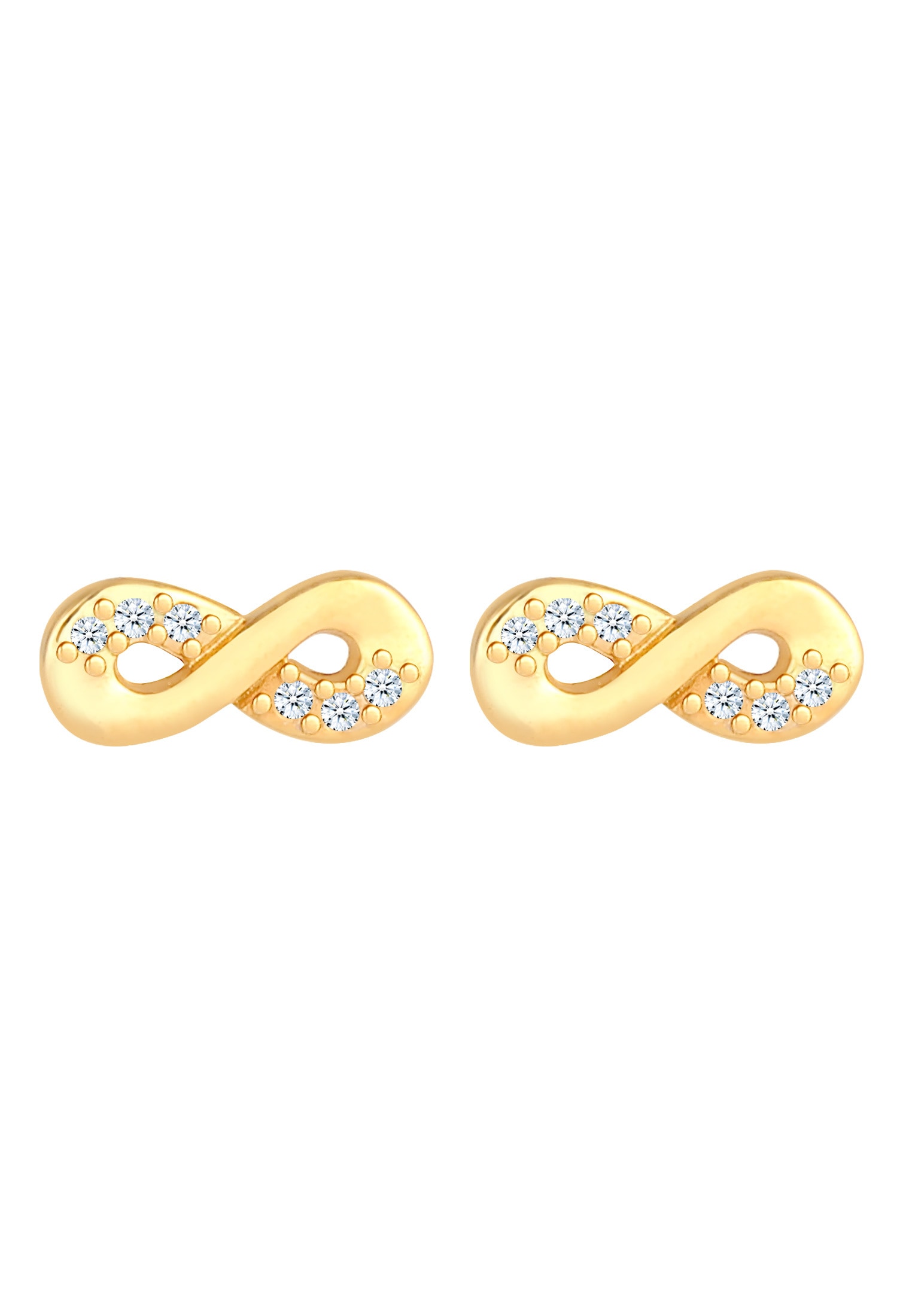 Elli DIAMONDS Paar Ohrstecker »Infinity Diamant (0.06 ct.) Liebe 585 Gelbgold«