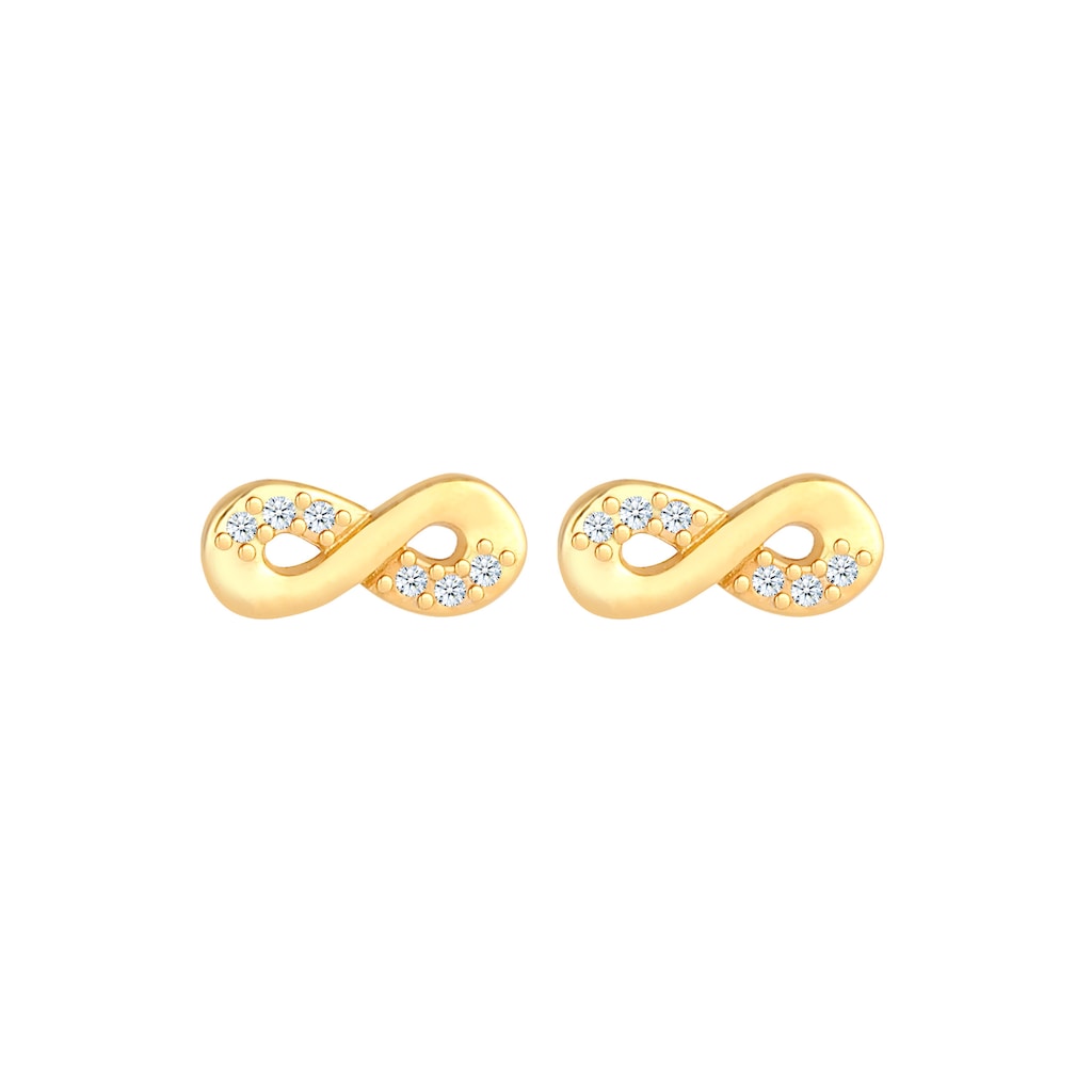 Elli DIAMONDS Paar Ohrstecker »Infinity Diamant (0.06 ct.) Liebe 585 Gelbgold«