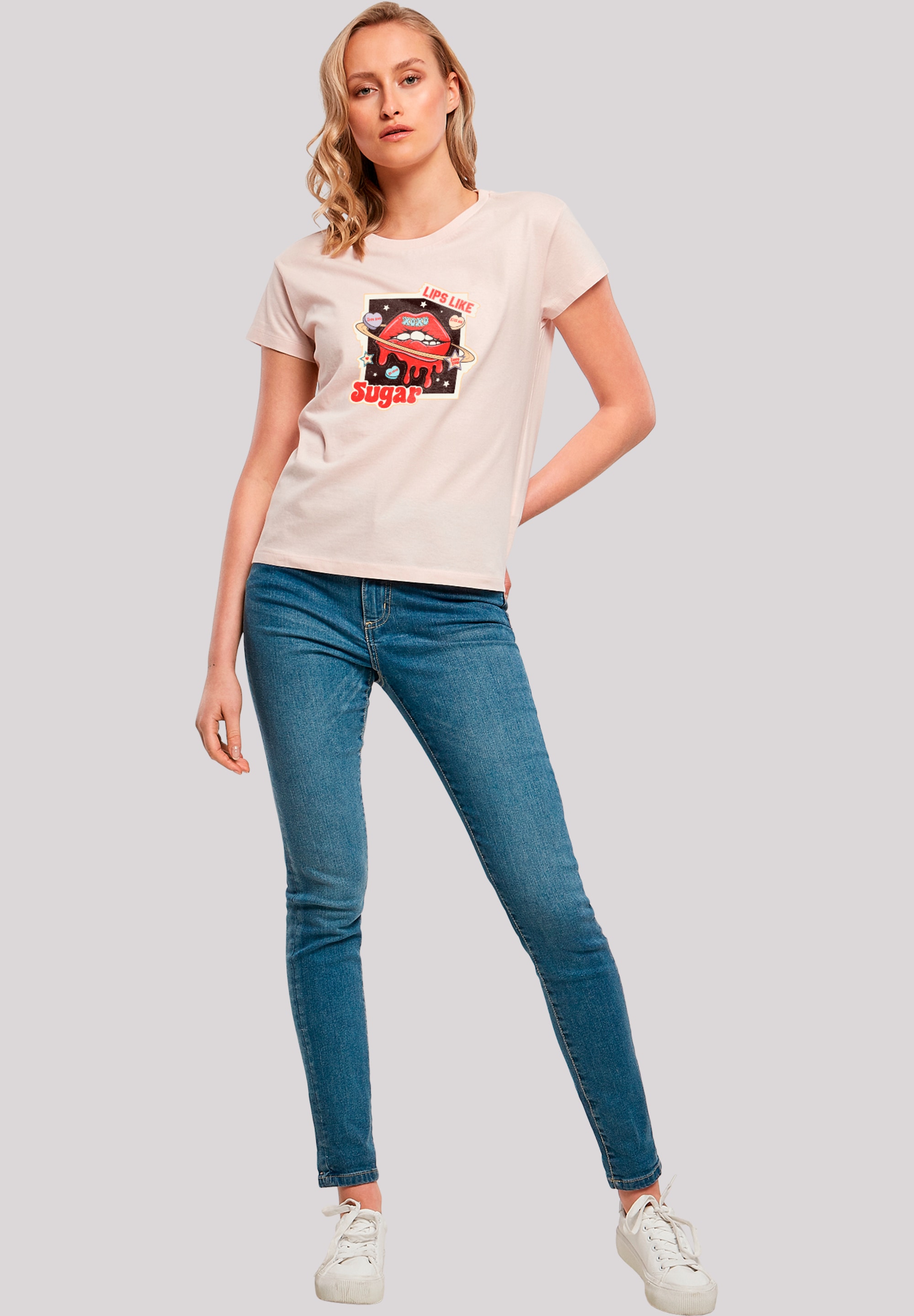 F4NT4STIC T-Shirt »Lips like sugar retro fashion Valentinstag«, Premium Qualität
