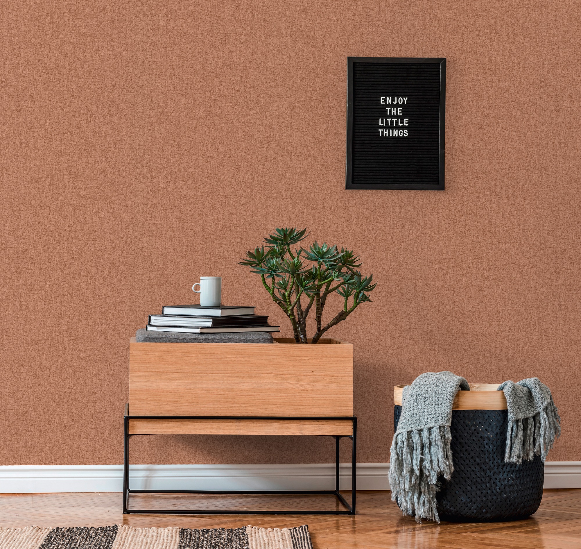living walls "Famous Garden einfarbige Tapete Unitapete Struktur-Optik Landhaus" matt strukturiert Vliestapete einfarbig für Schlafzimmer Küche Wohnzimmer Uni Design
