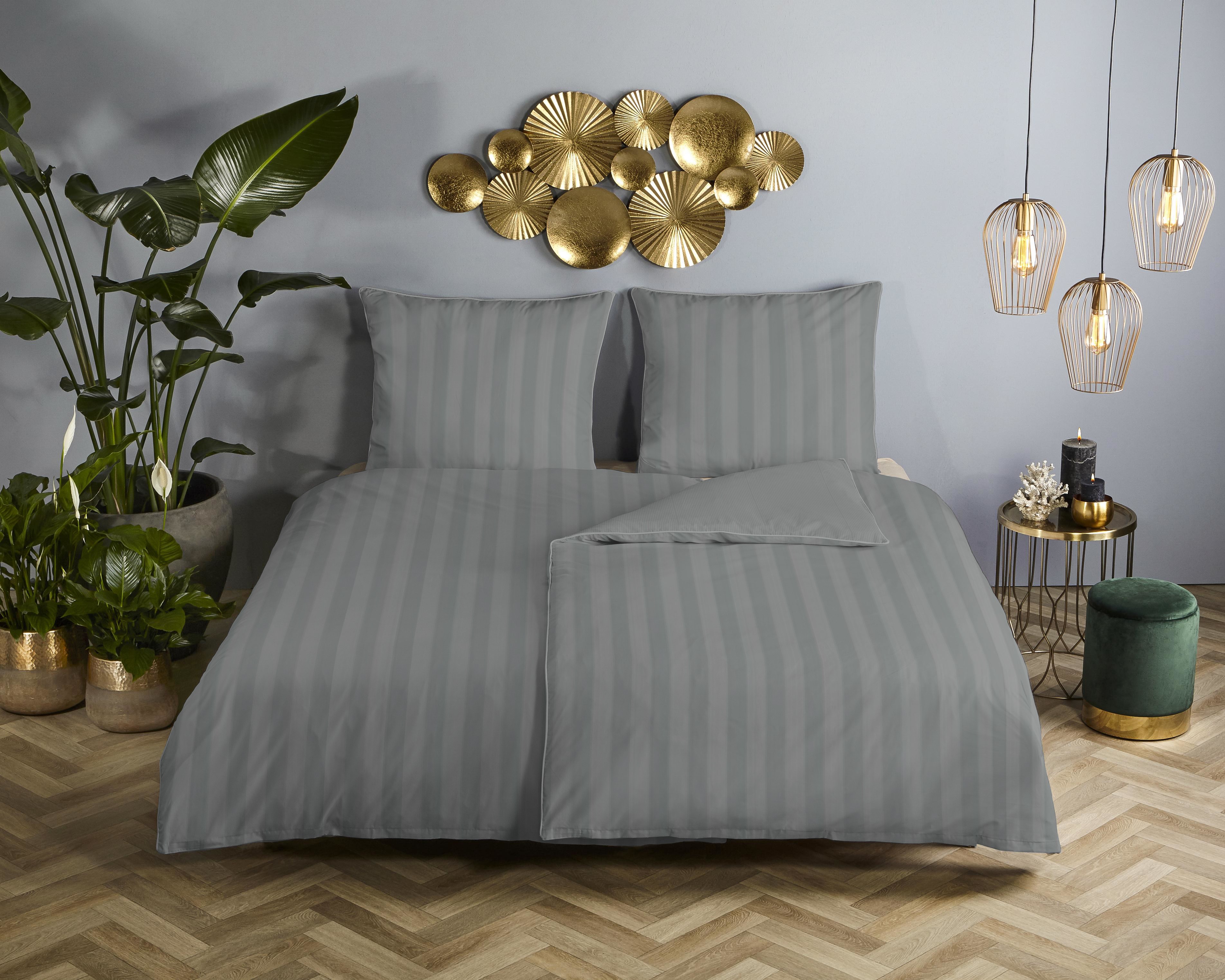 Descanso Wendebettwäsche "Hotel Sevilla" 3 Satin, Reißverschluss, Wende, Luxe, Streifen, uni