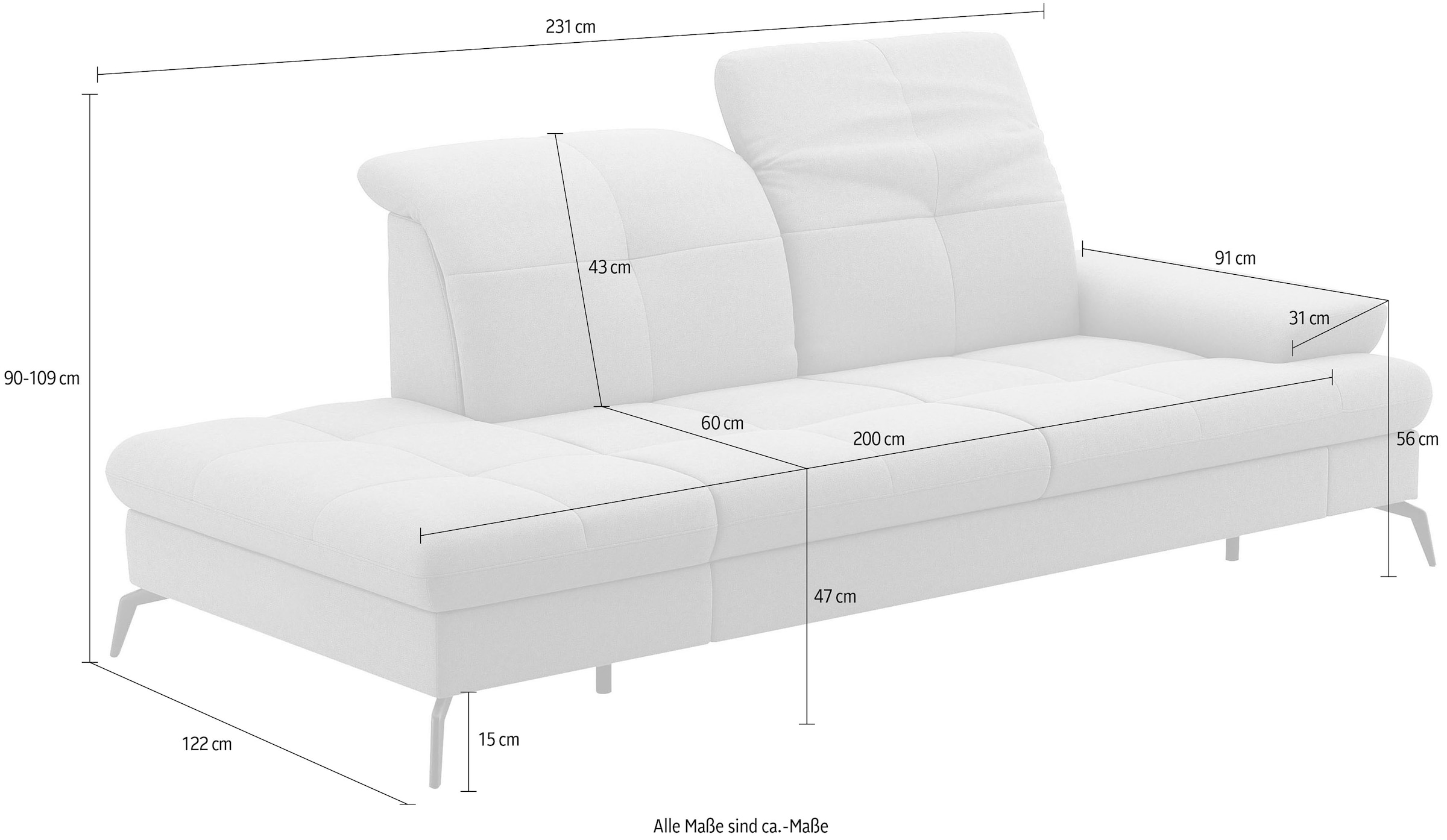 sit&more Recamiere »Amica«, inkl Sitztiefenverstellung und Armteilverstellung