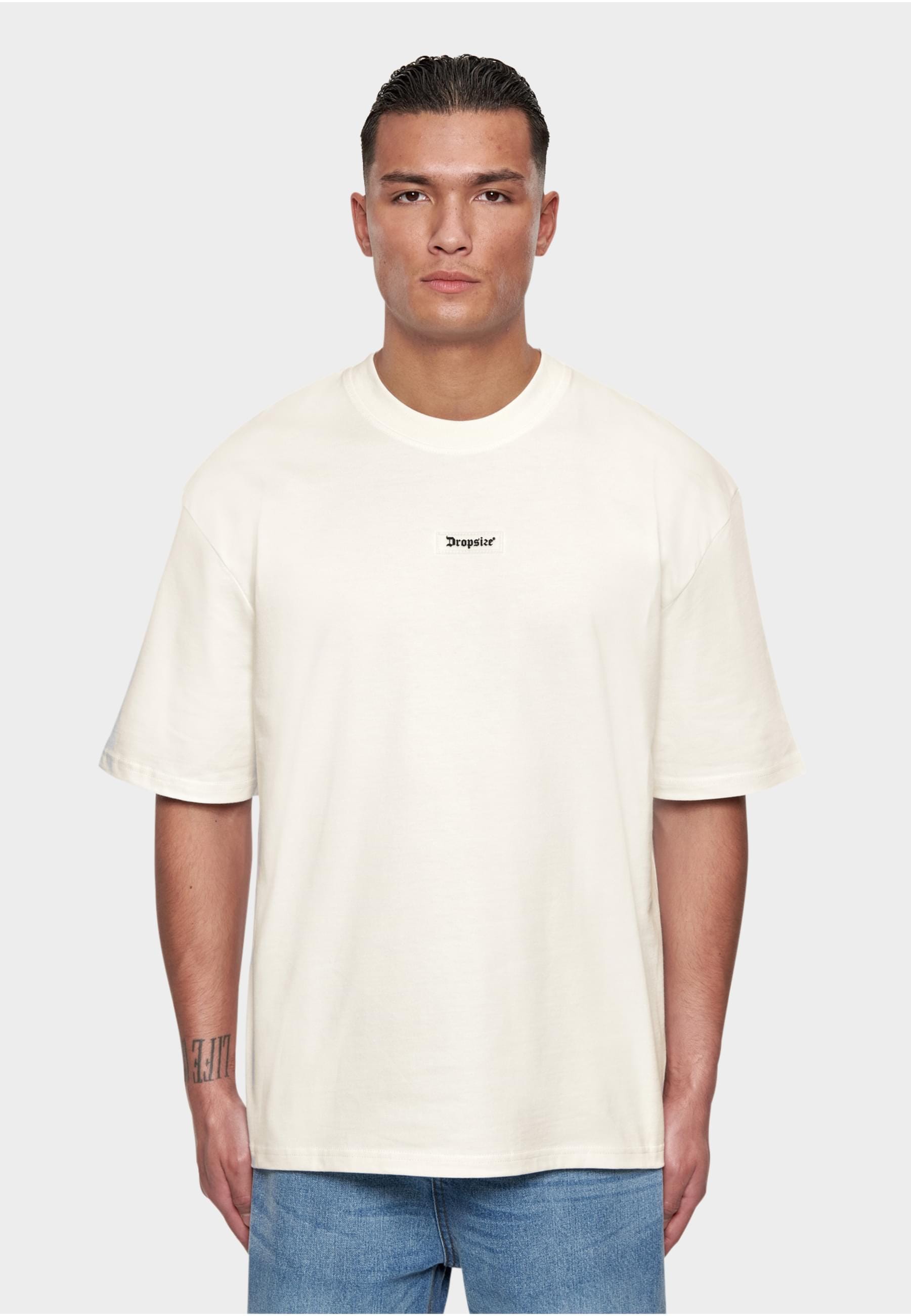 Dropsize T-Shirt »Dropsize Herren Heavy Oversize Front Rubber Patch T-Shirt«, (1 tlg.)