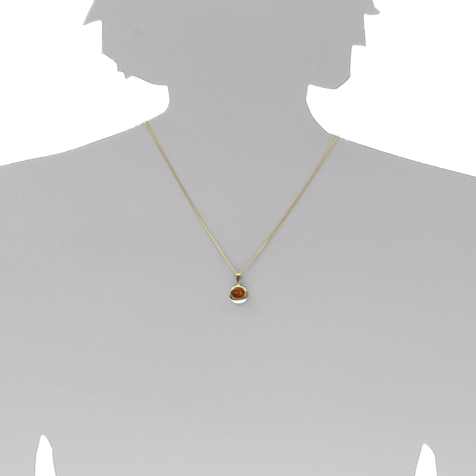 Kette mit Anhänger OSTSEE-SCHMUCK "Ostsee-Schmuck Kette mit Anhänger Alina 12 mm" Gr. 42, gold, Halsketten, Damen, 42cm, Silber 925 (Sterlingsilber), L: 42 6