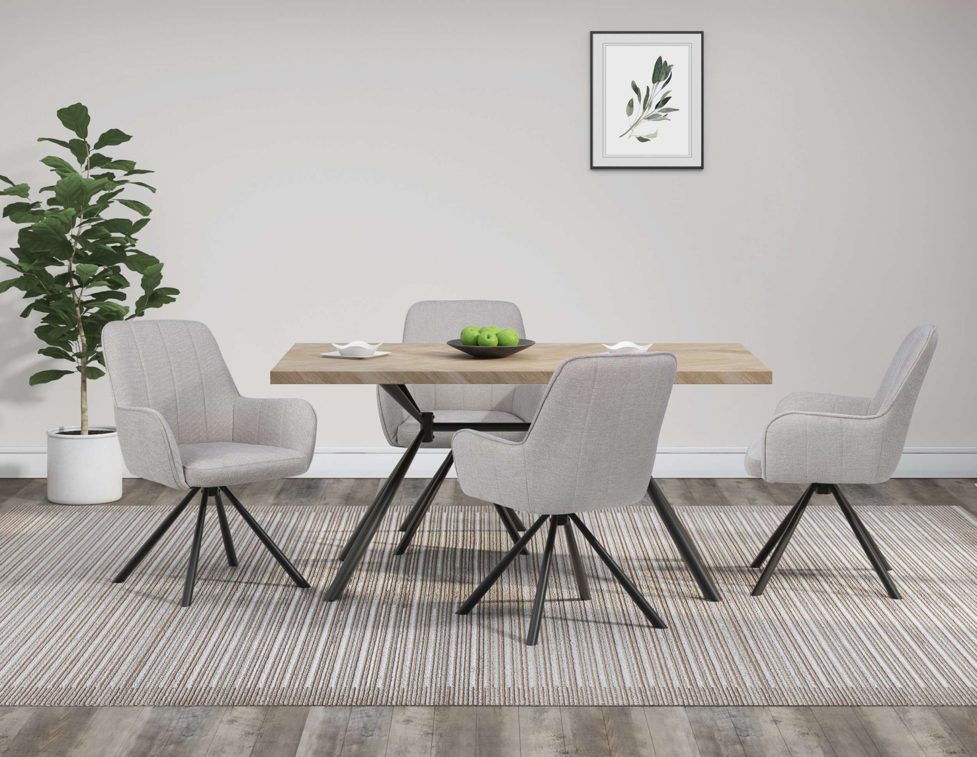 OTTO home Esstisch »Larchant« Tischplatte in Fischgrätoptik, schwarze Metallbeine, Höhe 76 cm