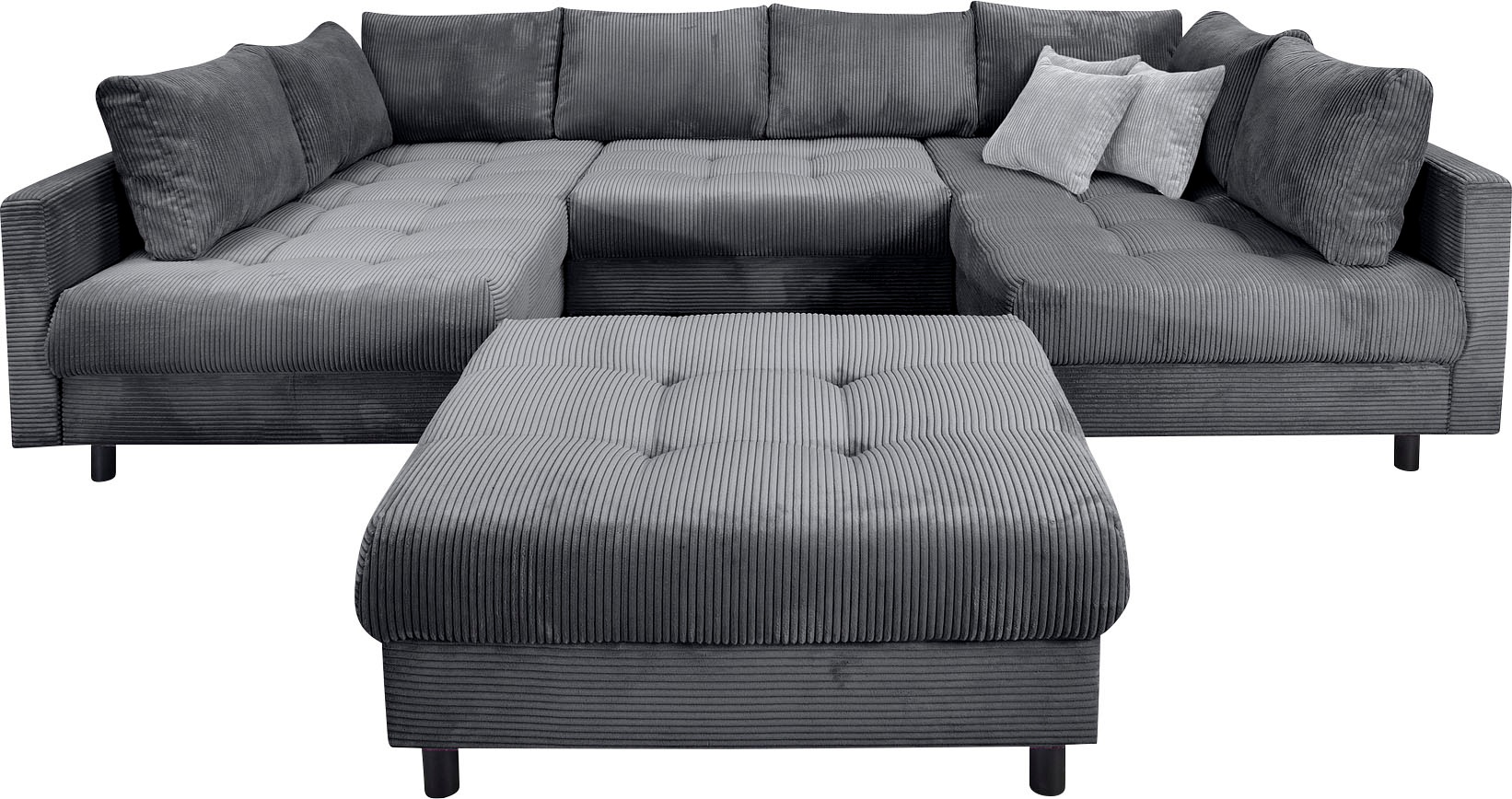 COLLECTION AB Wohnlandschaft "Toni U-Form, B: 298 cm" mit Hocker & 3 Zierki günstig online kaufen