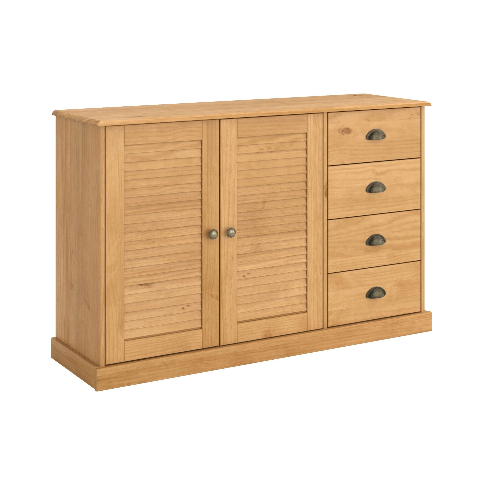 OTTO home Sideboard "Turia, mit Lamellentüren" Kommode aus massivem Kiefernholz, FSC, 4 Schubkasten, Breite 125 cm