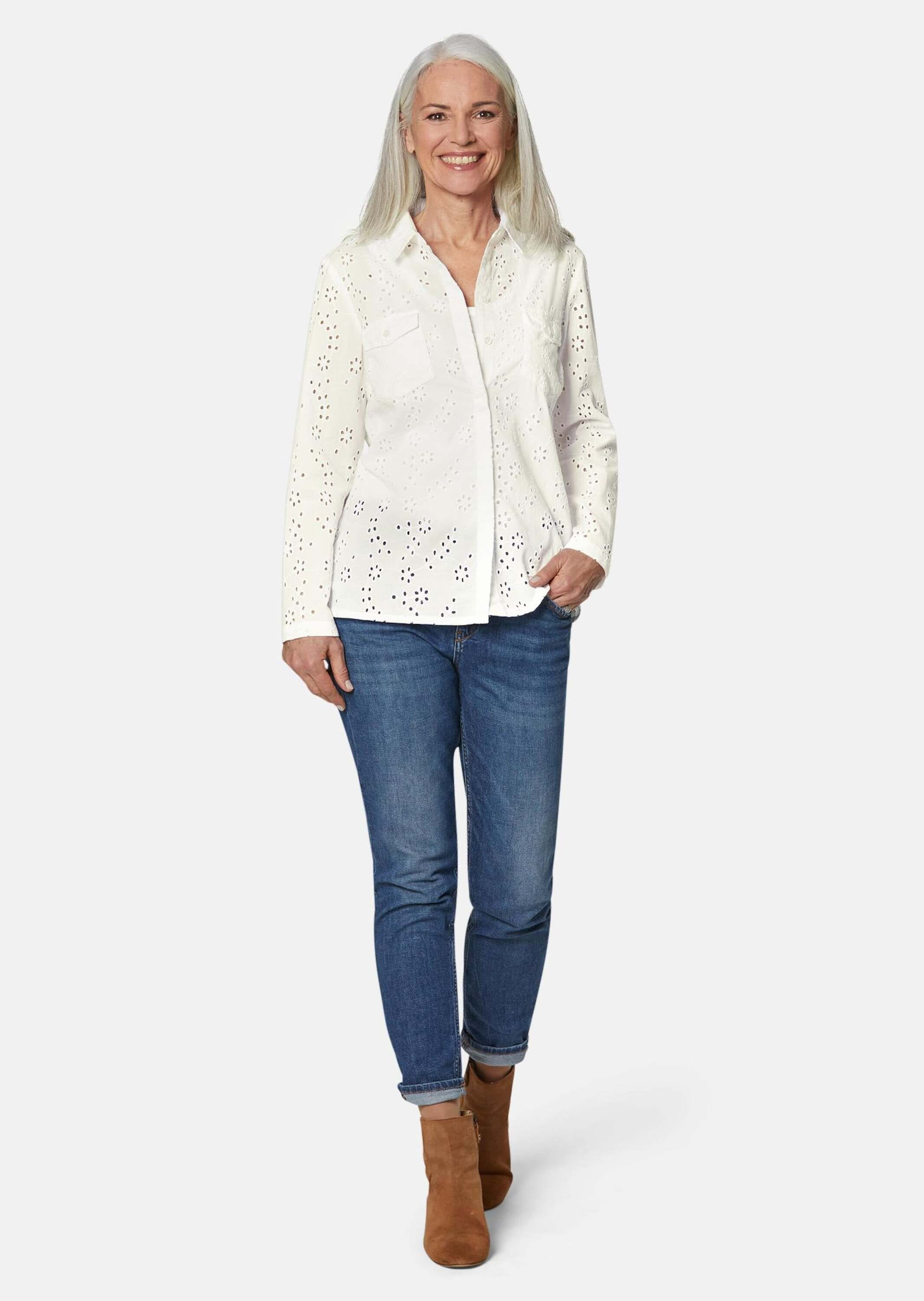 GOLDNER Langarmbluse »Leichte Blusenjacke aus Baumwolle«