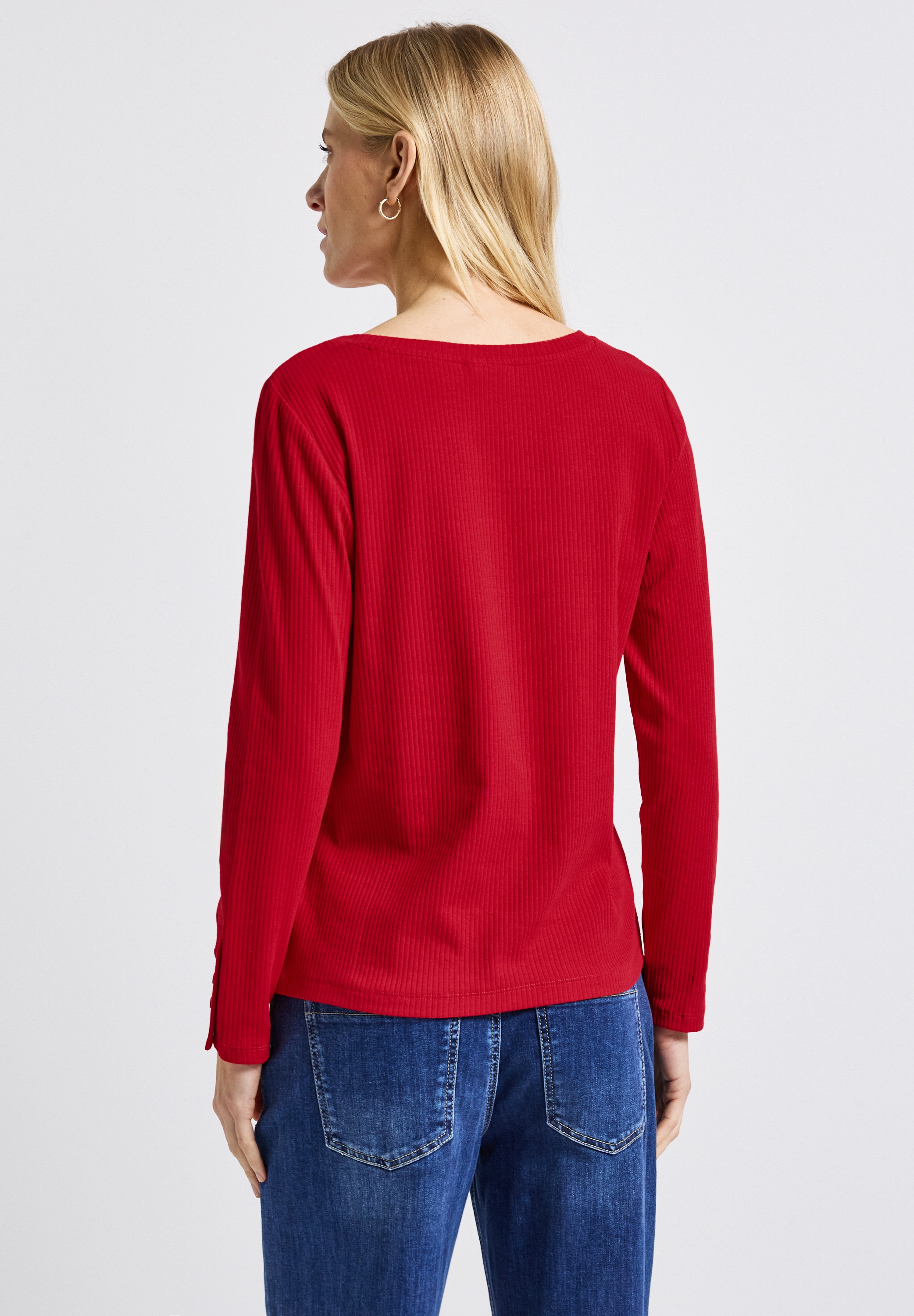STREET ONE Langarmshirt, aus Baumwolle mit Stretchante günstig online kaufen