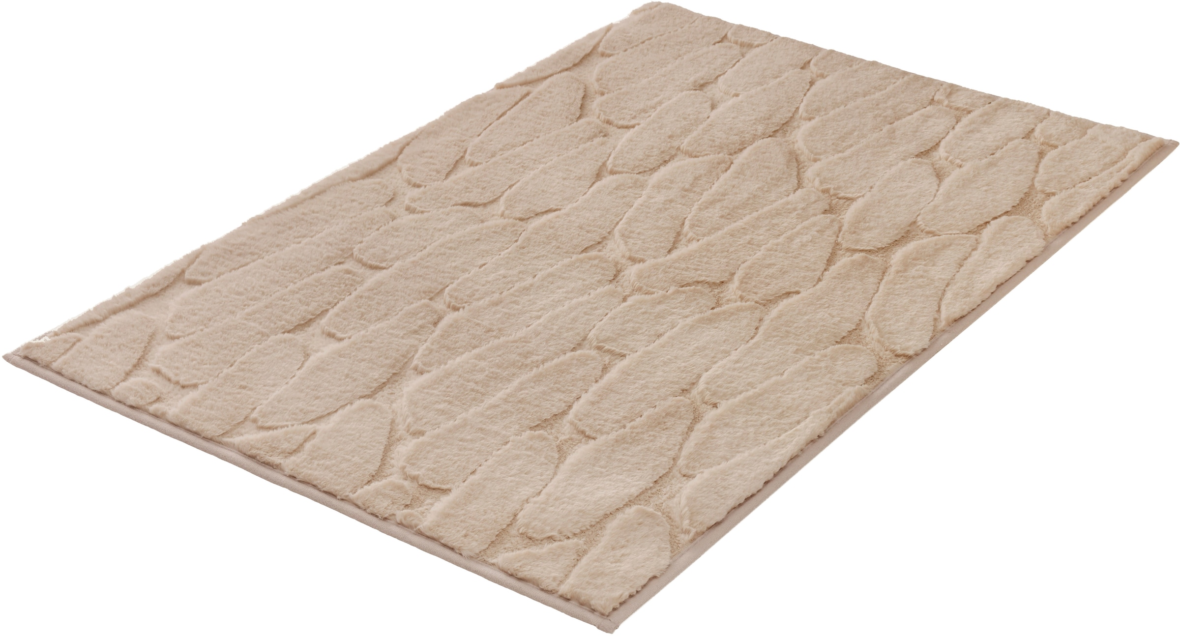 Kleine Wolke ""Tondo", Badvorleger, Badezimmer Teppich" Höhe 5 mm rutschhemmend beschichtet fußbodenheizungsgeeignet Badteppich, Uni Farben, moderens Design, Hoch-Tief Effekt