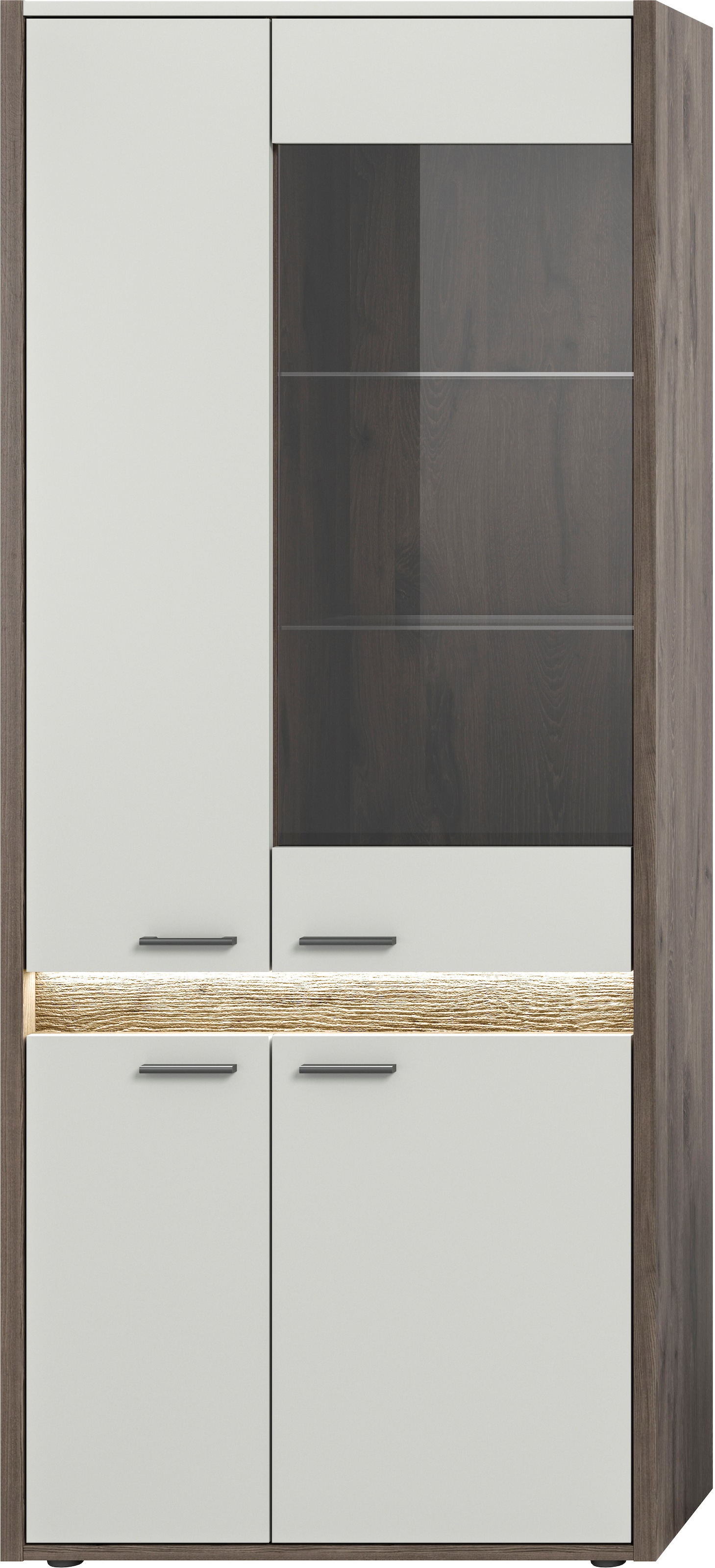 INOSIGN Vitrine »Treviso, Höhe 198 cm, inkl. Frontbeleuchtung, 4 Türen, 2 Glasböden«, 4 Einlegeböden, Standvitrine, Glasvitrine, Vitrinenschränke