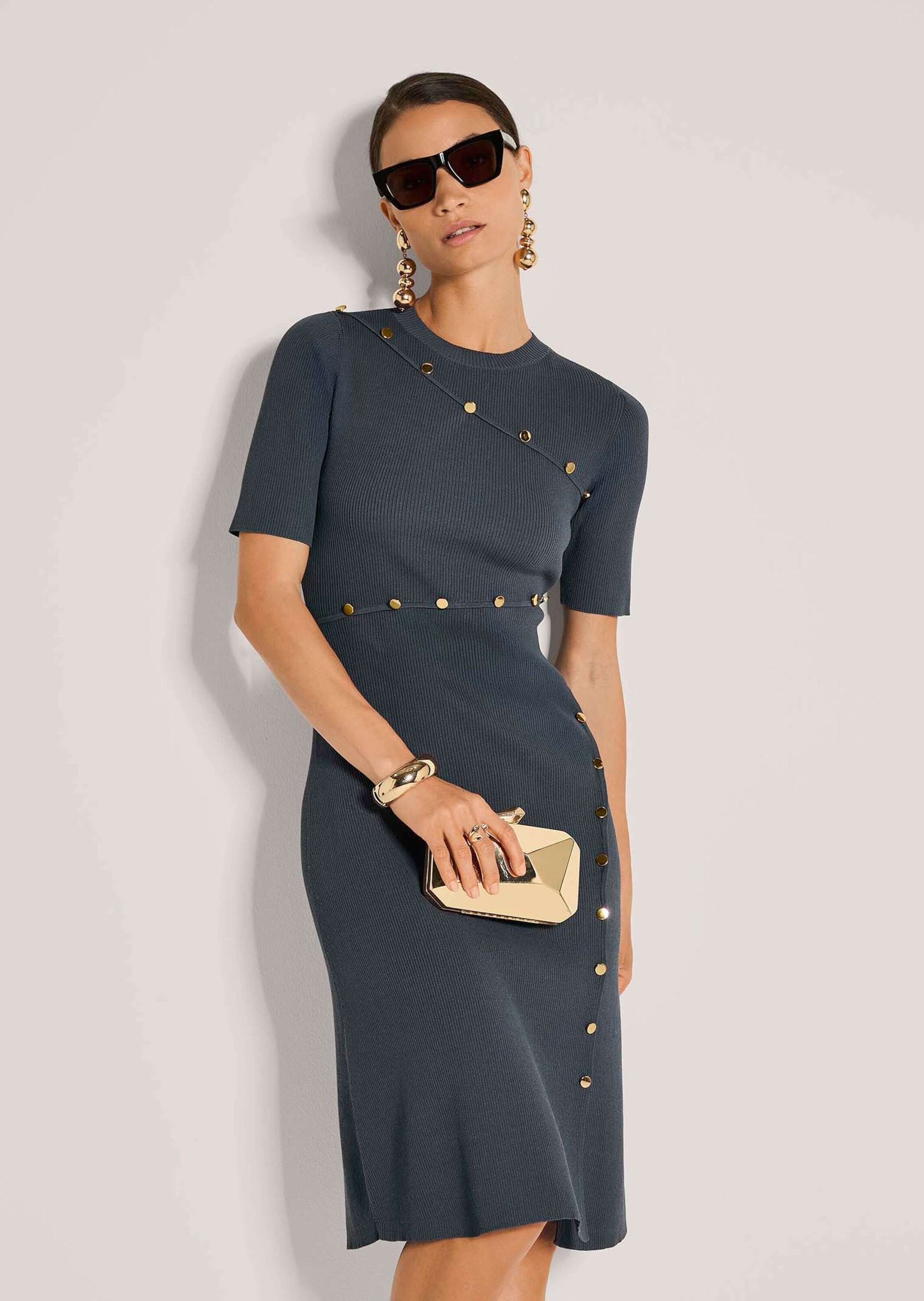 MADELEINE Strickkleid »Strickkleid Elegantes Kleid mit Zierknöpfen«