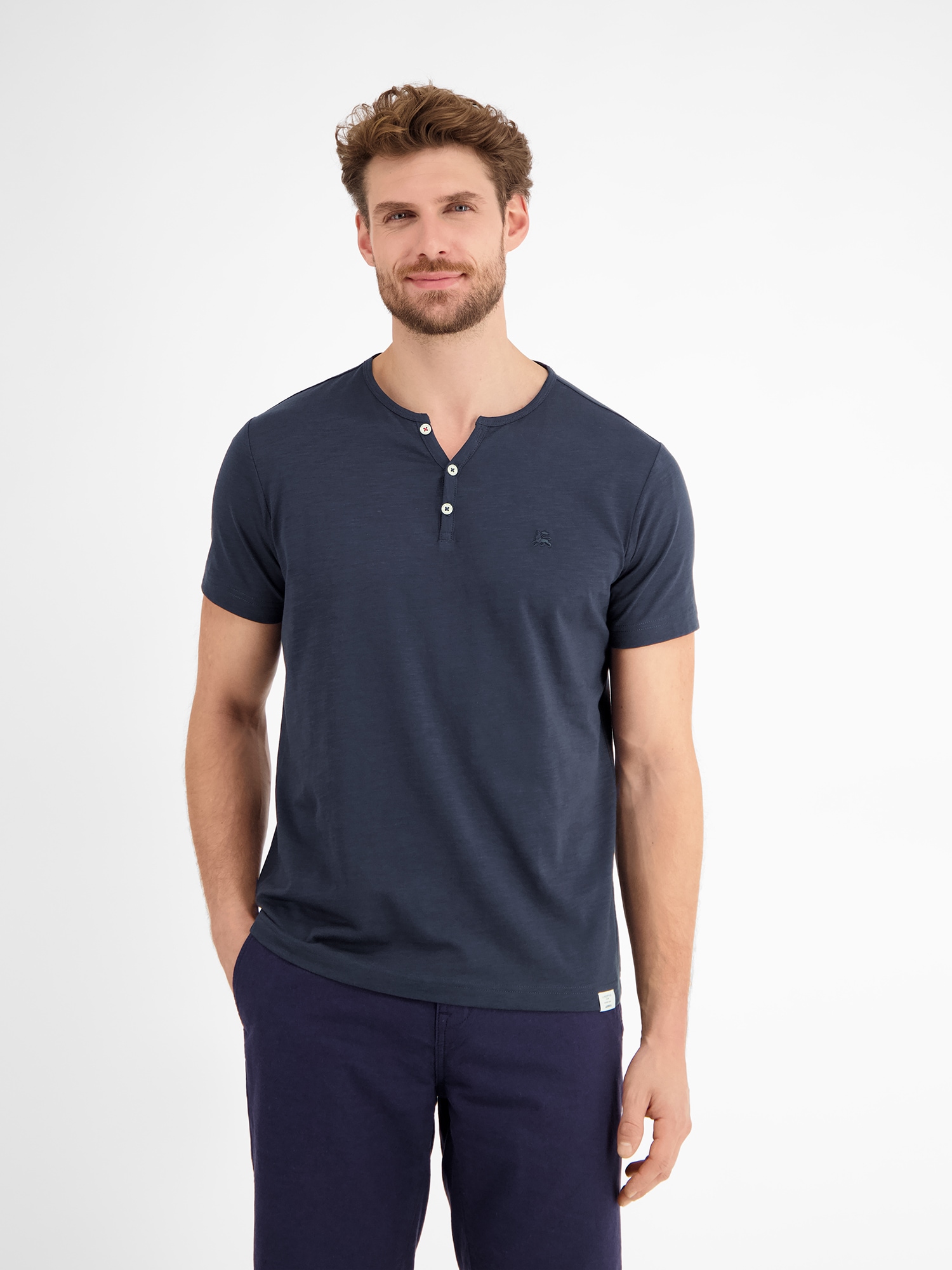 LERROS Henleyshirt "Serafino-Shirt in unifarbener Strukturware" günstig online kaufen