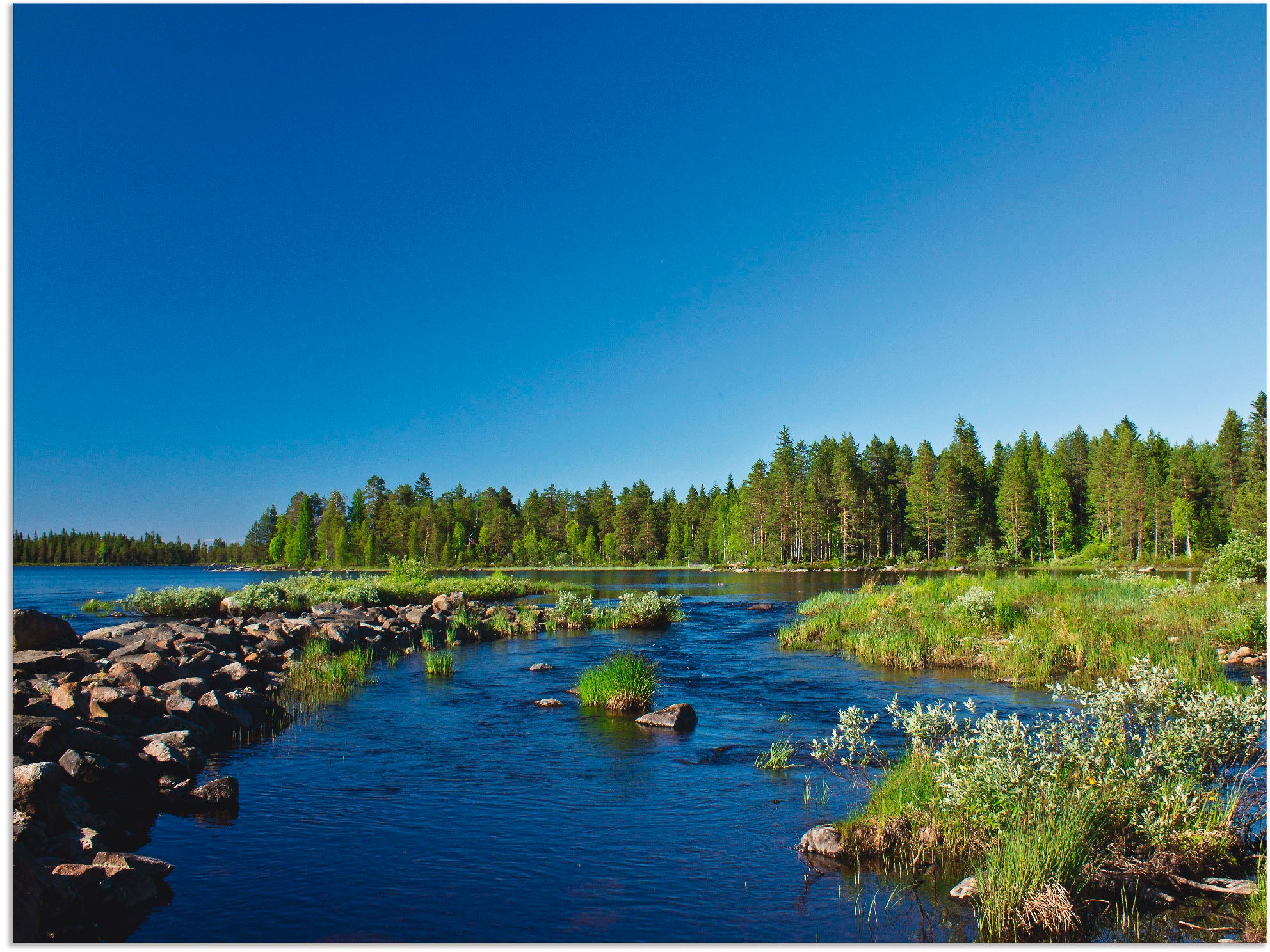 Artland Alu-Dibond-Druck "Am Fluss in Finnland", Gewässer, (1 St.), für Innen- und Außenbereich geeignet, Outdoorbild