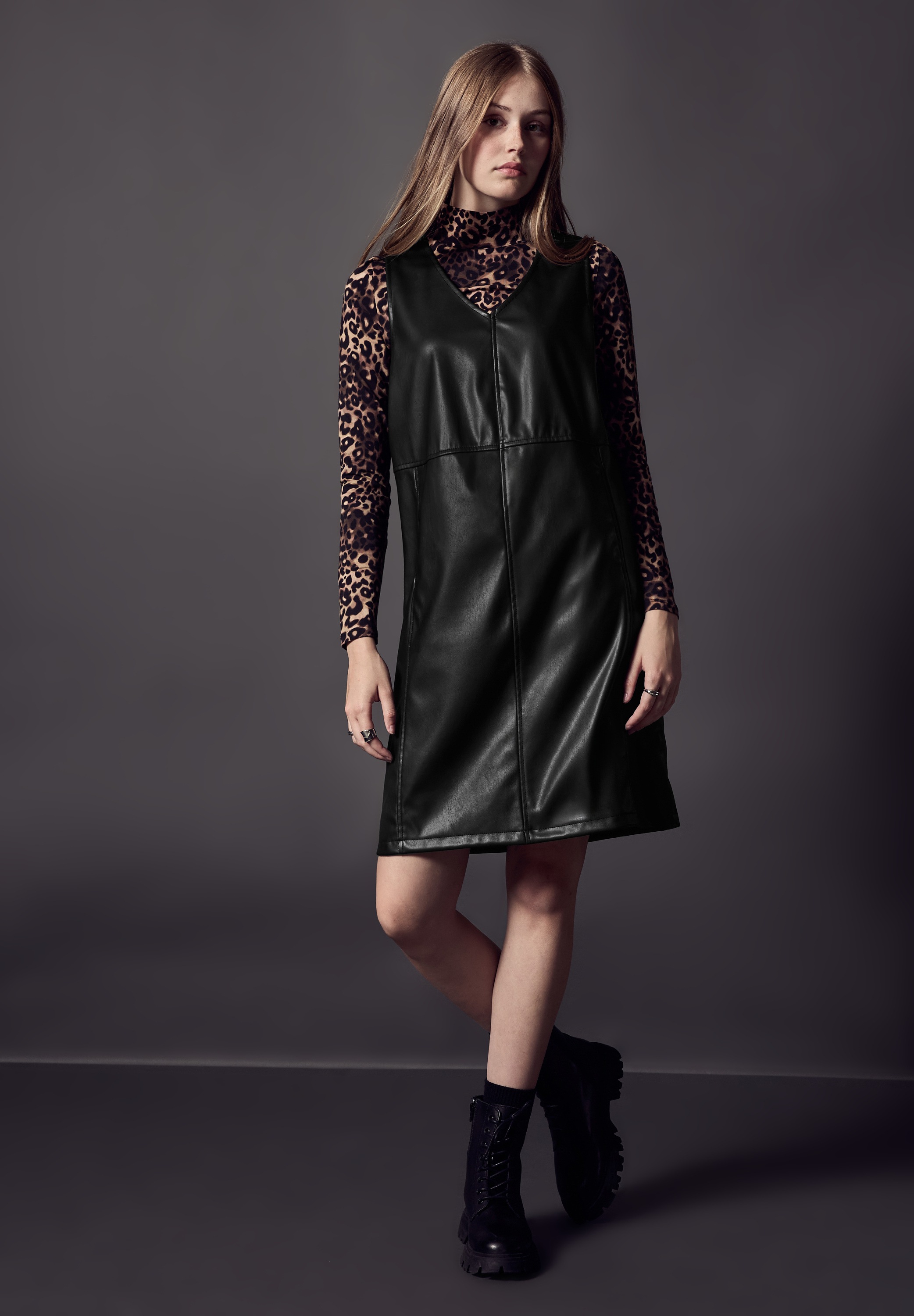 STREET ONE STUDIO Midikleid Eingrifftaschen knielang