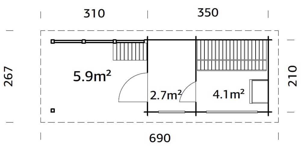 Palmako Sauna »Sanna 6,8+5,9 m²«
