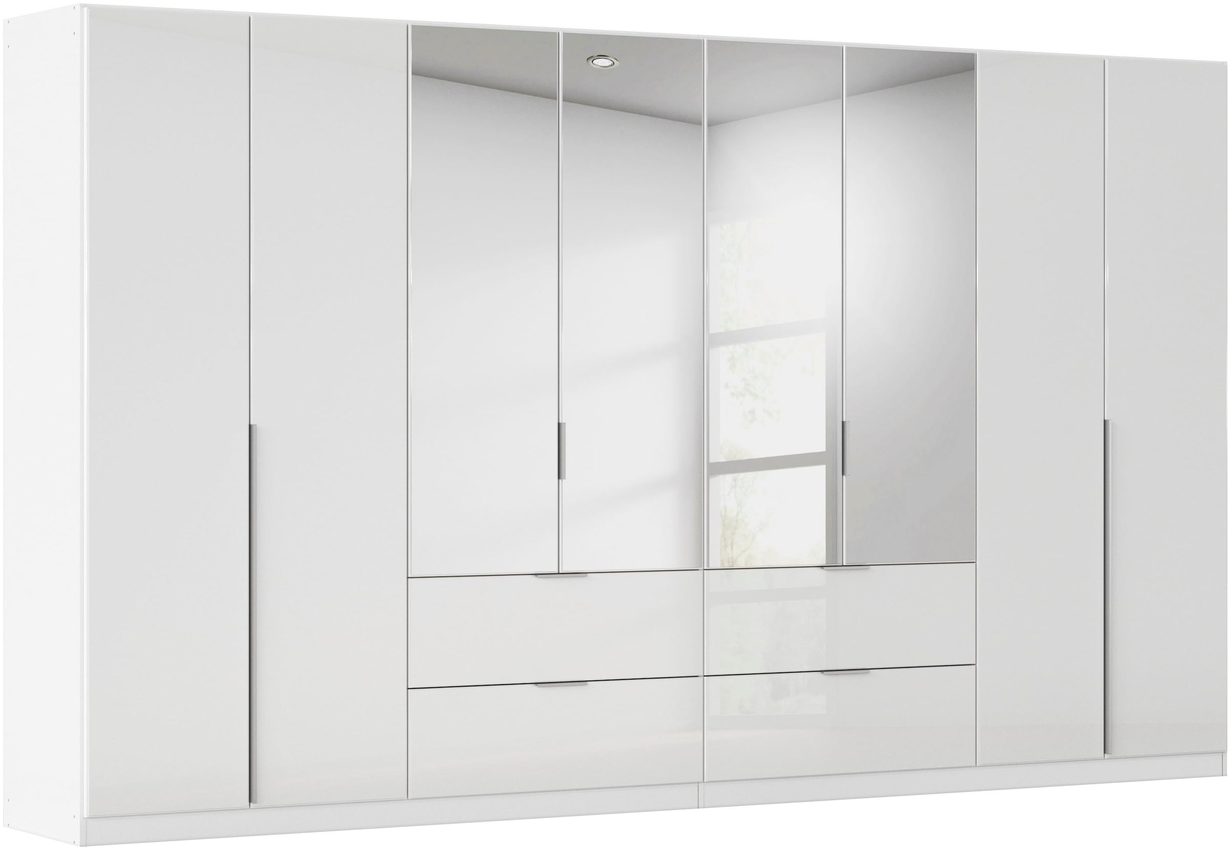 Drehtürenschrank OTTO HOME, B:360cm H:210cm T:54cmalpinweiß, glas kristallweiß, Holzwerkstoff, Schränke, "Kleiderschrank Kleiderschränke Schrank