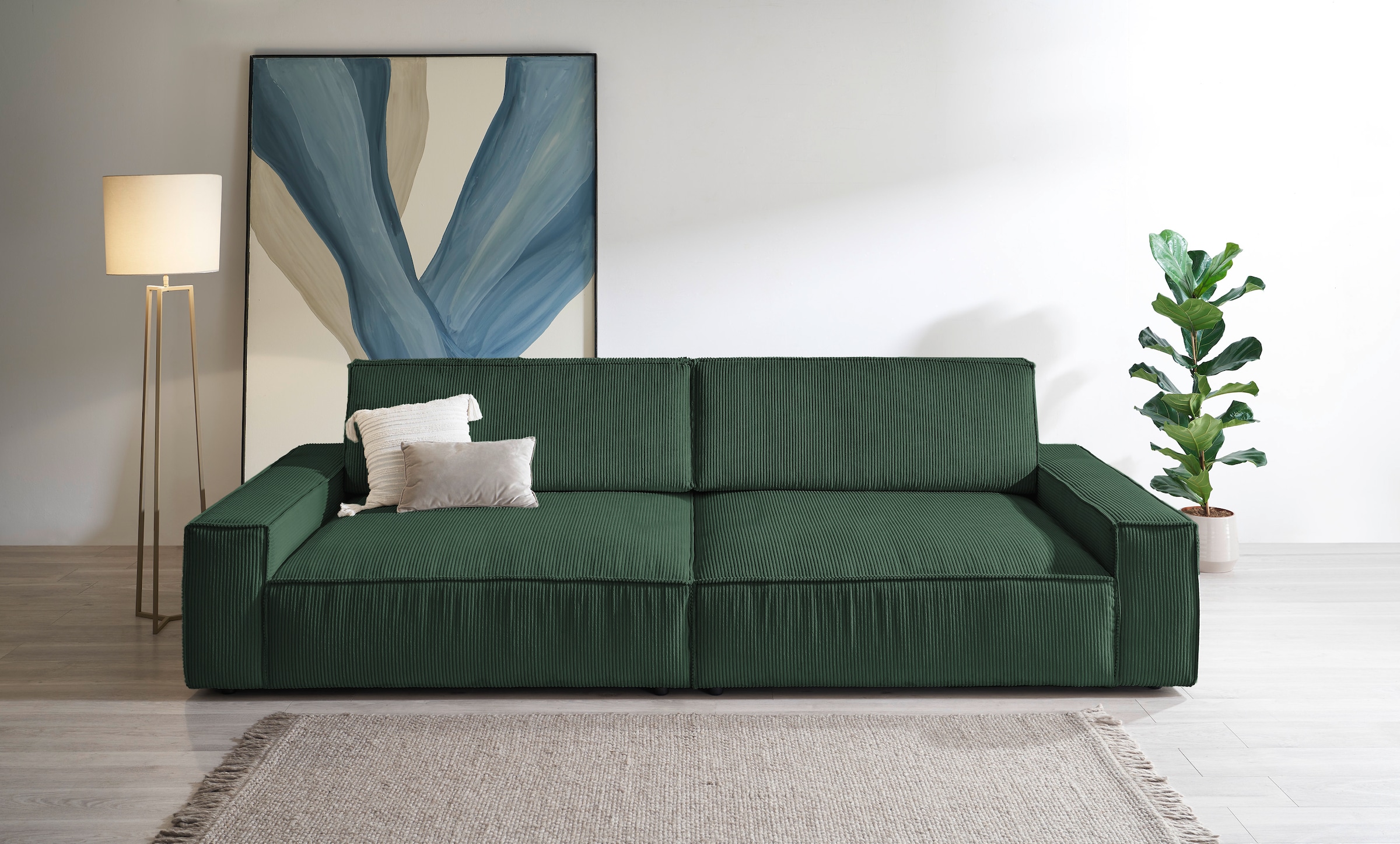 Home affaire Big-Sofa »NEU: SHERWOOD XXL, Big-Sofa (316cm), extra tiefe Sitzfläche 95 cm«, bequemer Sitzkomfort, Cord u. Leinenoptik, Kedernaht