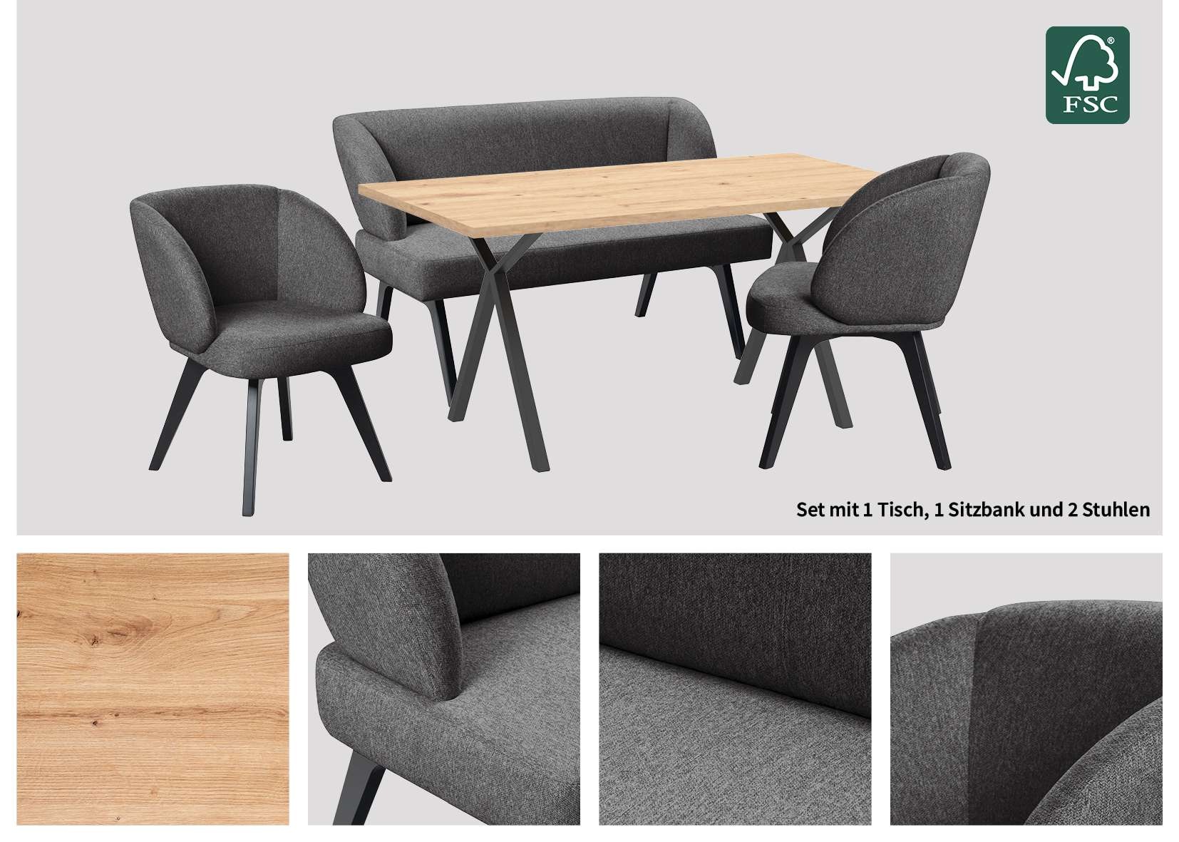 Home affaire Essgruppe "Aretha Esstischbank, Sitzgruppe, Küchenbank, Polste günstig online kaufen