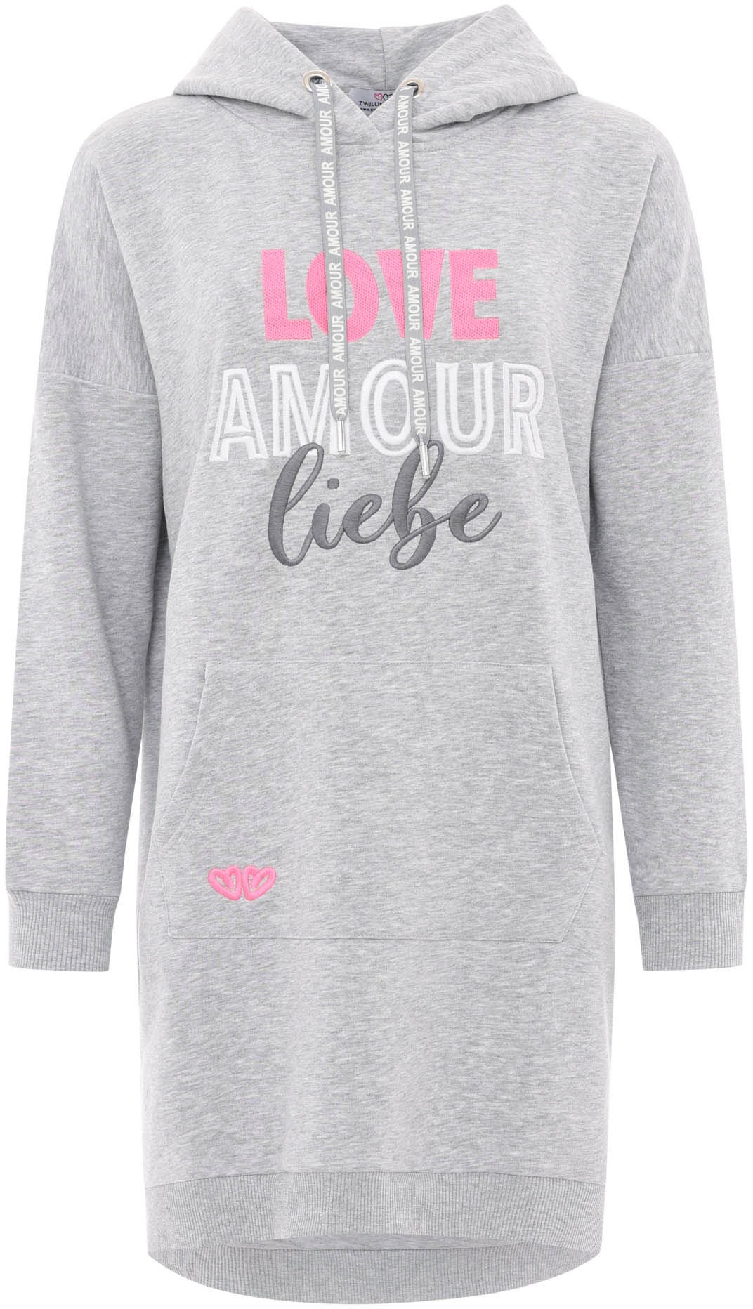 Zwillingsherz Sweatkleid ""Love Amour Liebe"" Kängurutasche mit praktischen günstig online kaufen