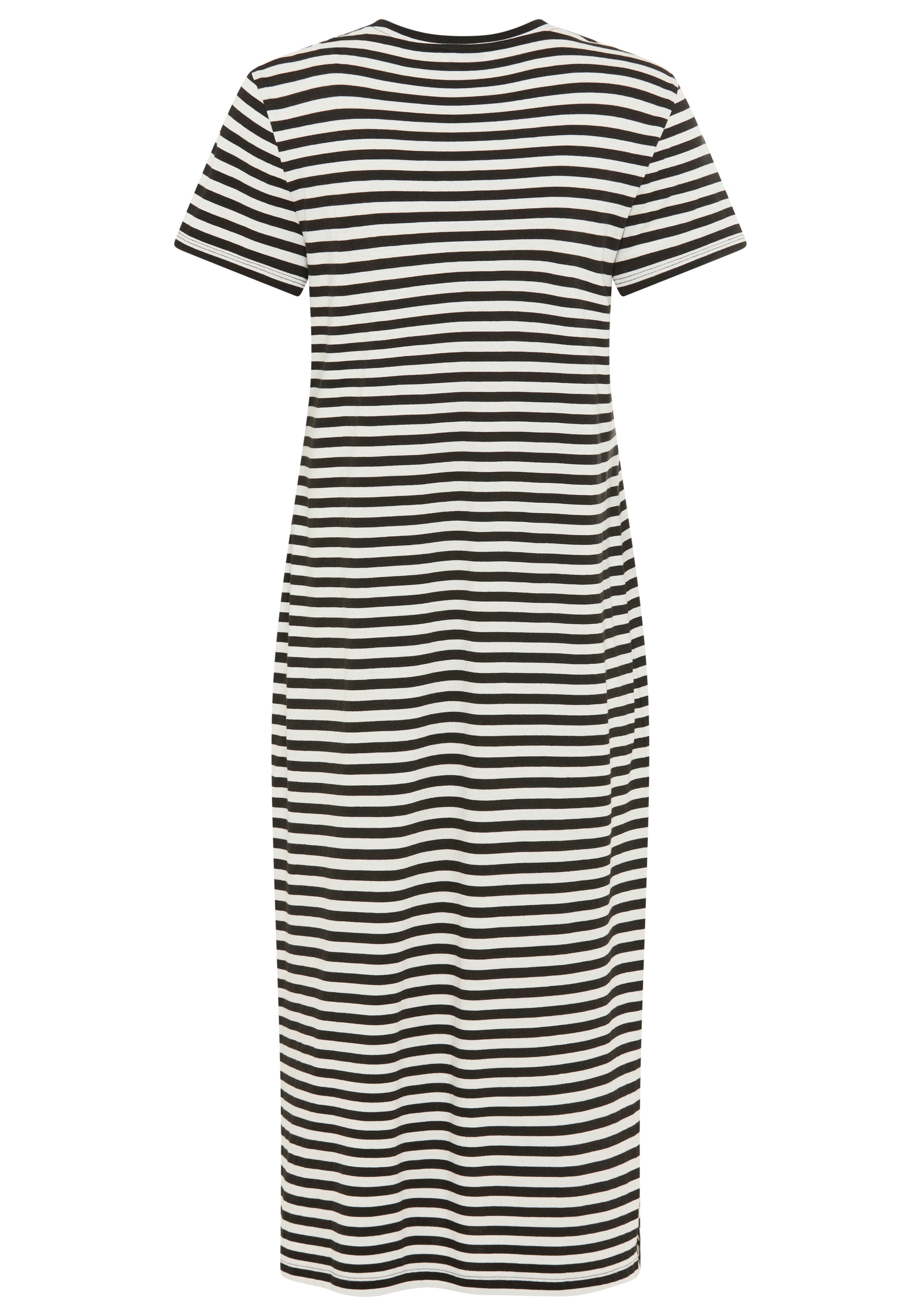 Flashlights Shirtkleid wadenlange Schnittform, aus Single Jersey, mit gestreifter Optik