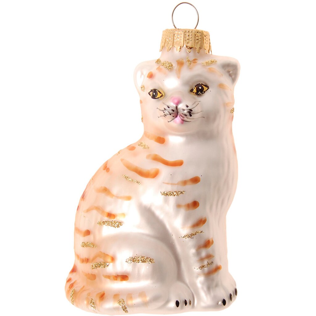 Krebs Glas Lauscha Christbaumschmuck »mit 3 verschiedenen Katzen«, (Set, 3 tlg.)