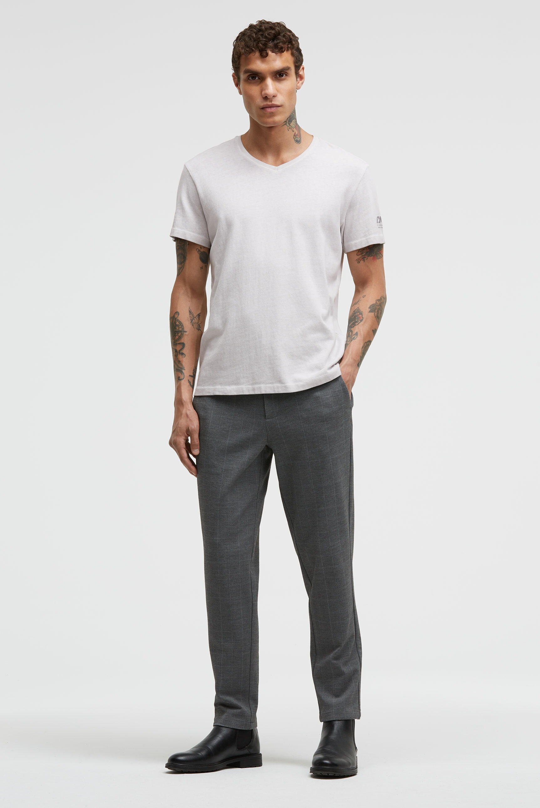 V-Shirt CMPD, Herren, Gr. M, stone, Single Jersey, Material: 100% Baumwolle, unifarben, regular fit normal, V-Ausschnitt, eingesetzt gerader Abschluss, Shirts, aus Baumwolle 2