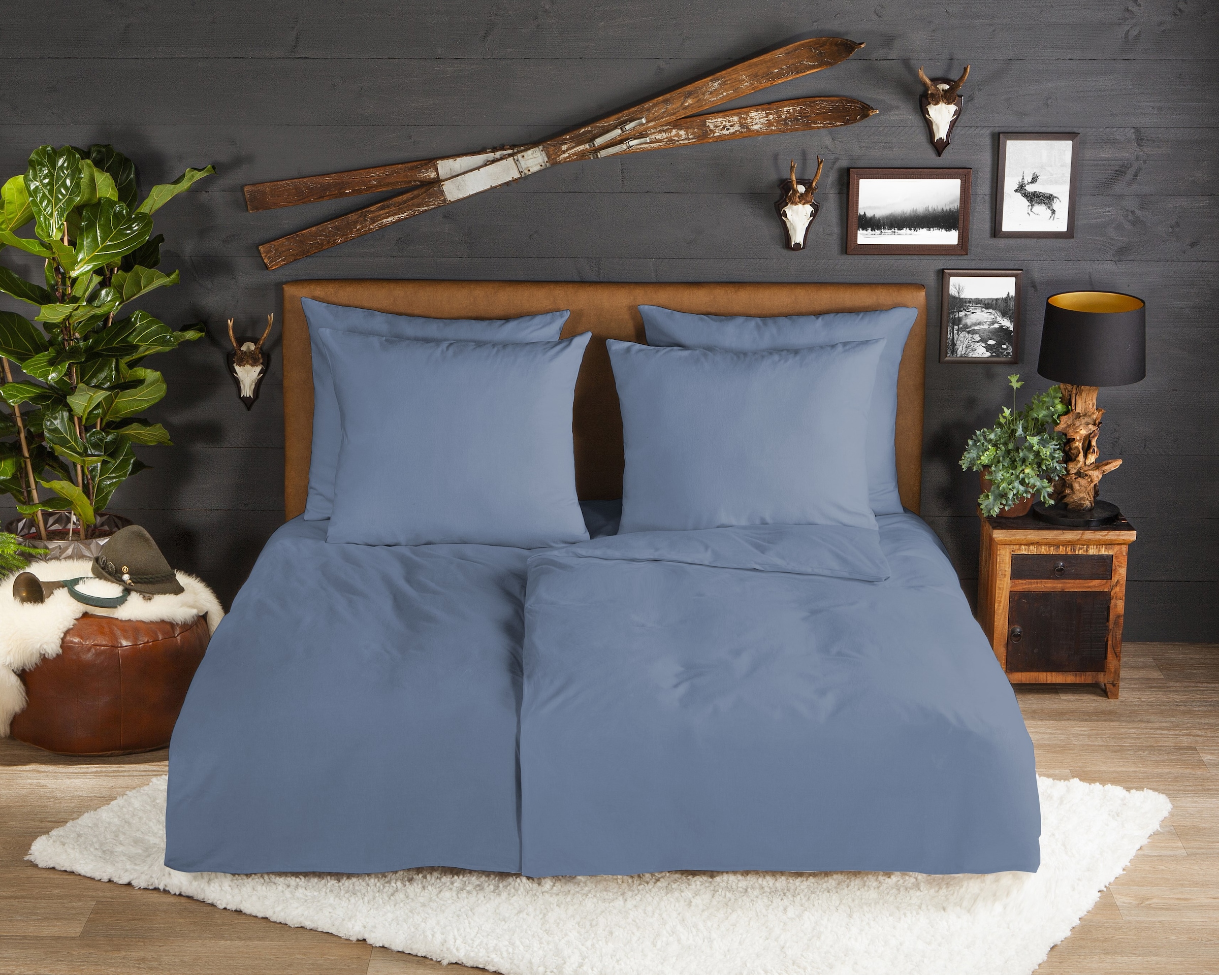 good morning Bettwäsche "Flanel Uni" 3 Stk. Flanell, Biber, Baumwolle, Wint günstig online kaufen