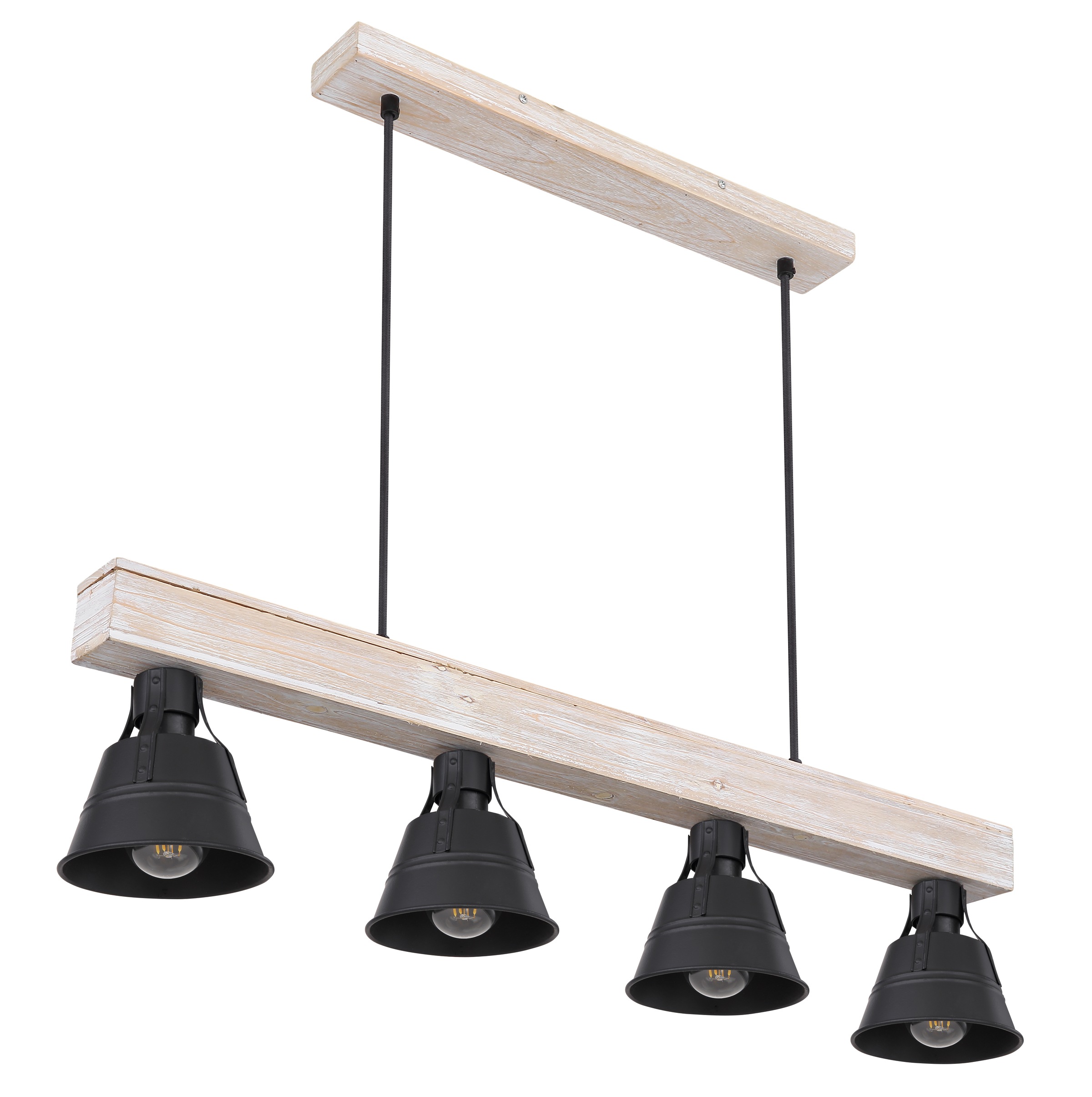 GLOBO LIGHTING Hängeleuchte »GÜNTHER« E27 1 Stk. Hängelampe Holz naturfarben schwarz Textilkabel Esszimmer