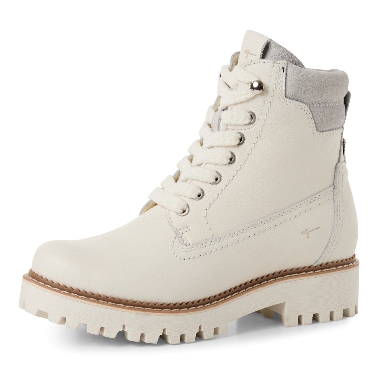 Winterboots TAMARIS, Damen, Gr. 38, sanftes weiß, Leder, unifarben, Schuhe Winterboots, Schnürboots, Outdoorschuh mit PrimaLoft-Ausstattung