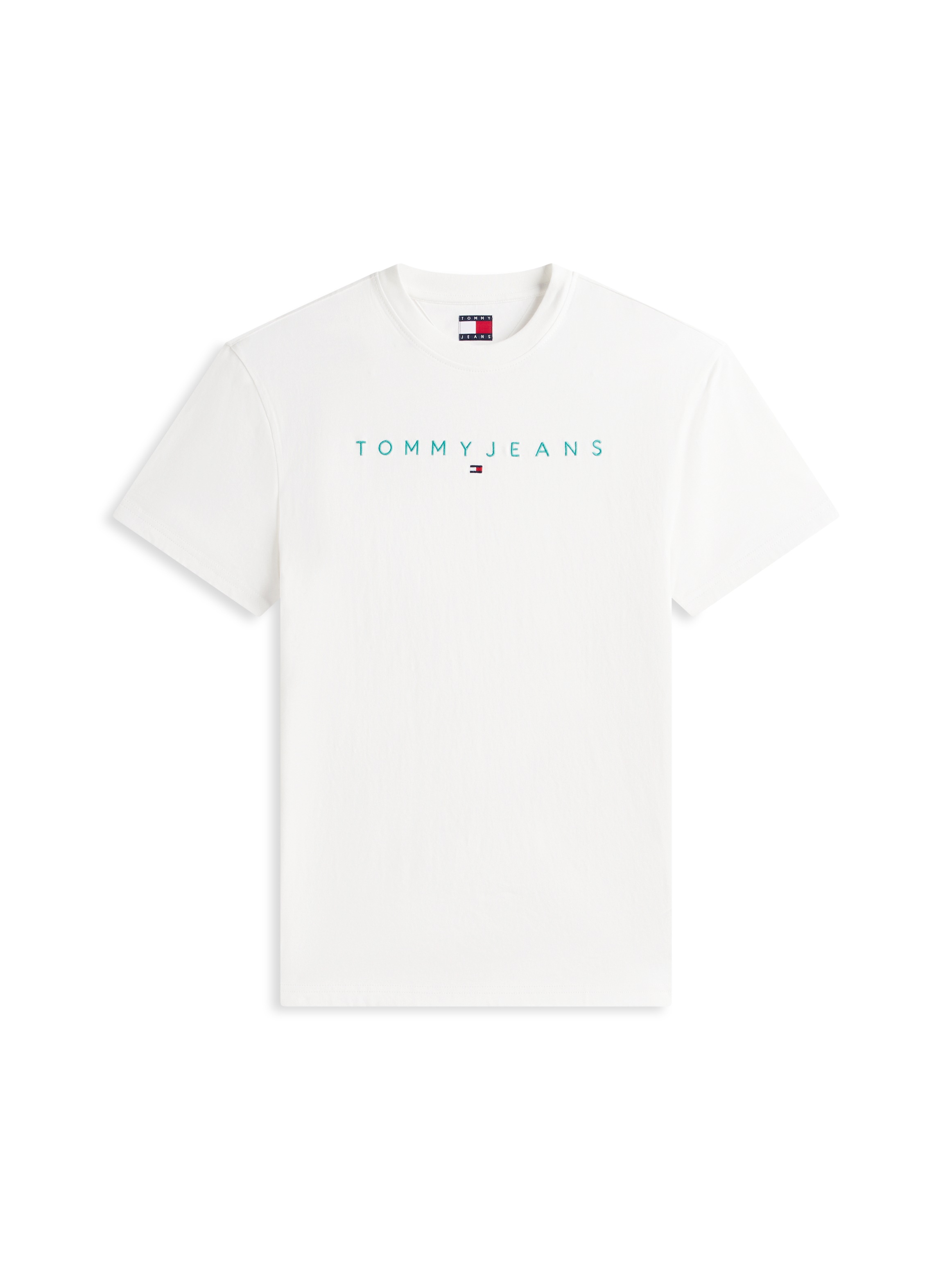 Tommy Jeans Linear Logo Short Sleeve T-Shirt Ecru/Bahama Green L 3