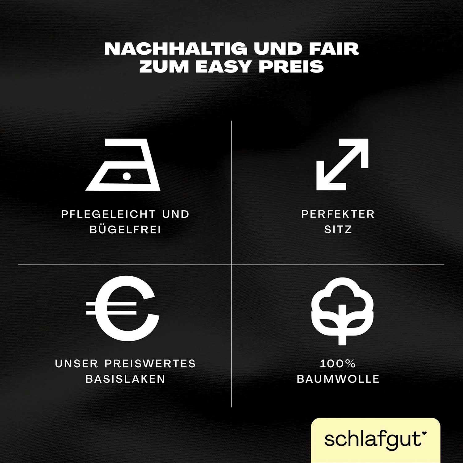 Thumbnail - Schlafgut Spannbettlaken "EASY aus 100% Baumwolle, weich & saugfähig, Marken-Bettlaken", für Matratzen bis 22 cm Höhe, i...