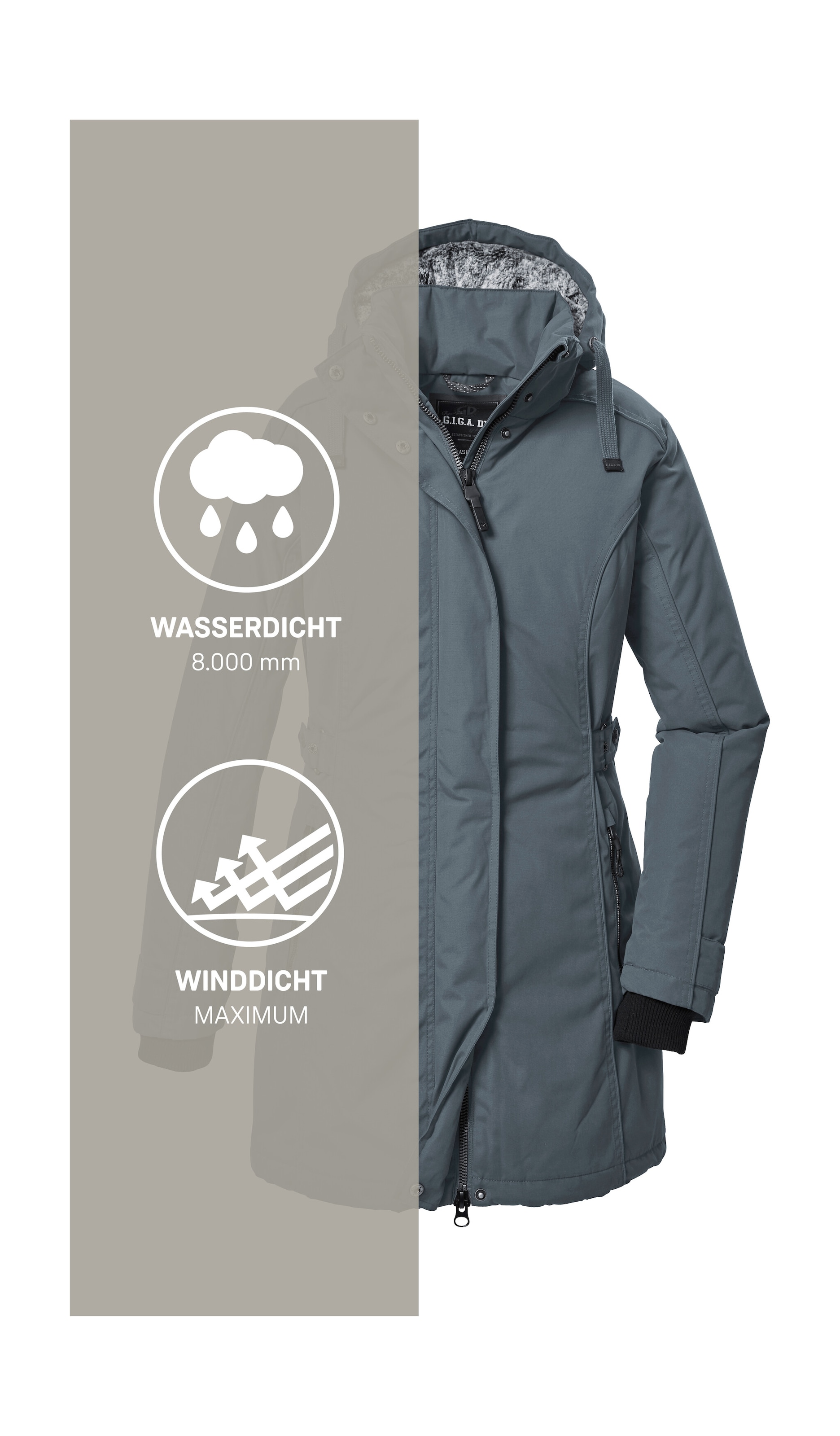 G.I.G.A. DX by killtec Parka »GW 70 WMN PRK«, Wind- und wasserdichter Damenparka, atmungsaktiv, mit Fleece.