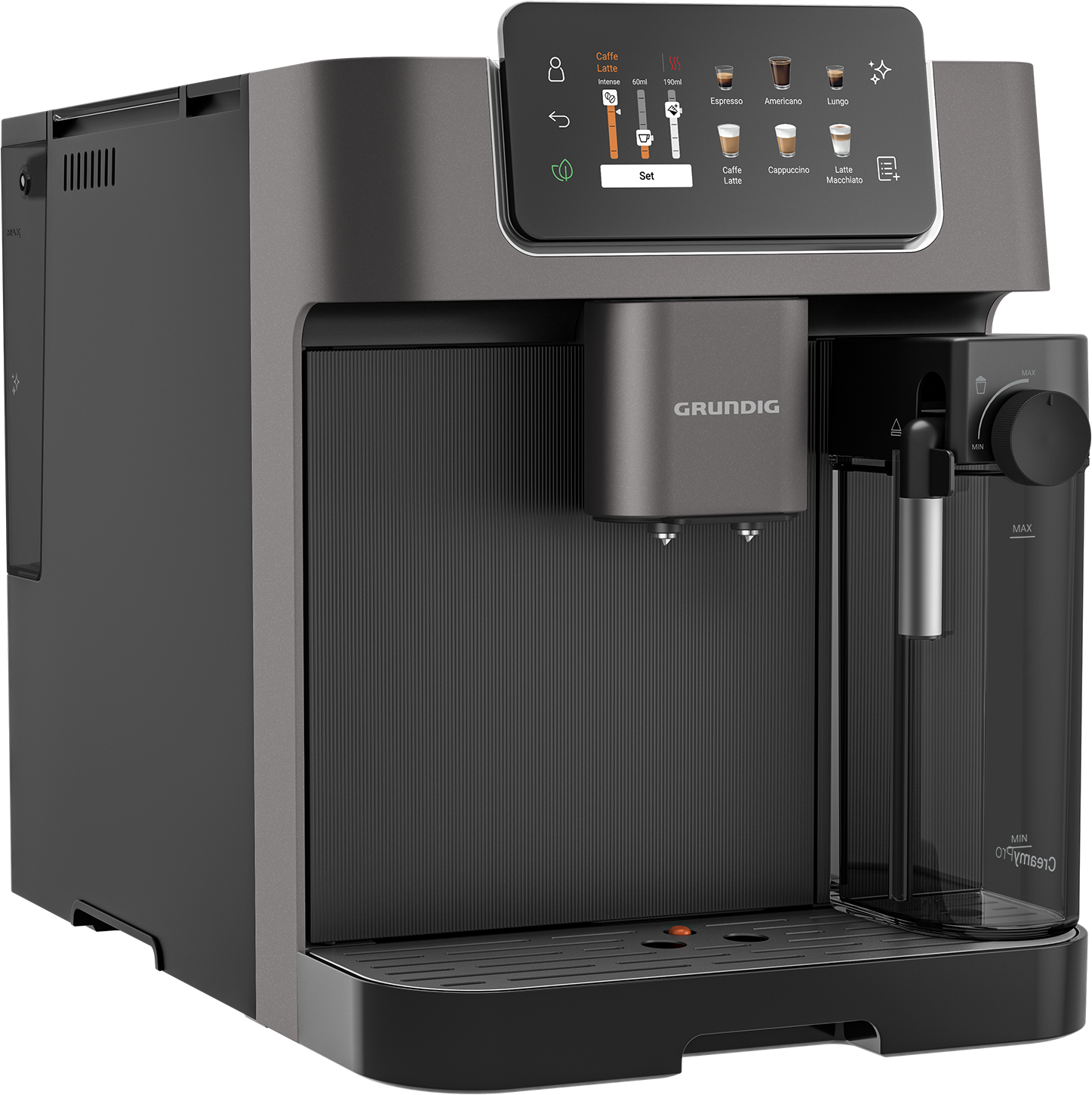 "GRUNDIG Kaffeevollautomat ""KVA 8230"", dunkelsilber, schwarz, B:27,5cm H:35,9cm T:41,2cm, Kaffeevollautomaten, Kaffeevollautomat mit App, 50+