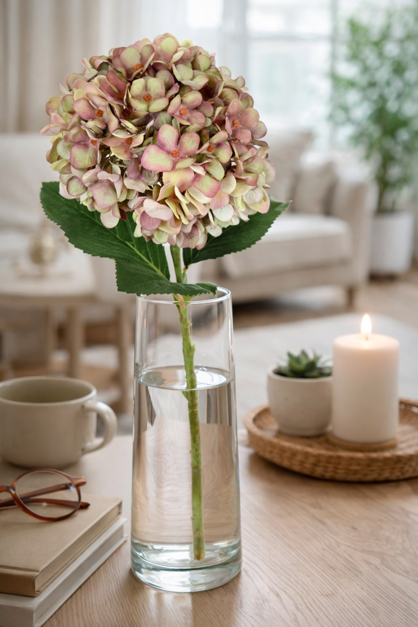 I.GE.A. Kunstblume »Künstliche Hortensie« Einzelblume Stielblume Seidenblume Dekoblume für Vase, Hochzeit