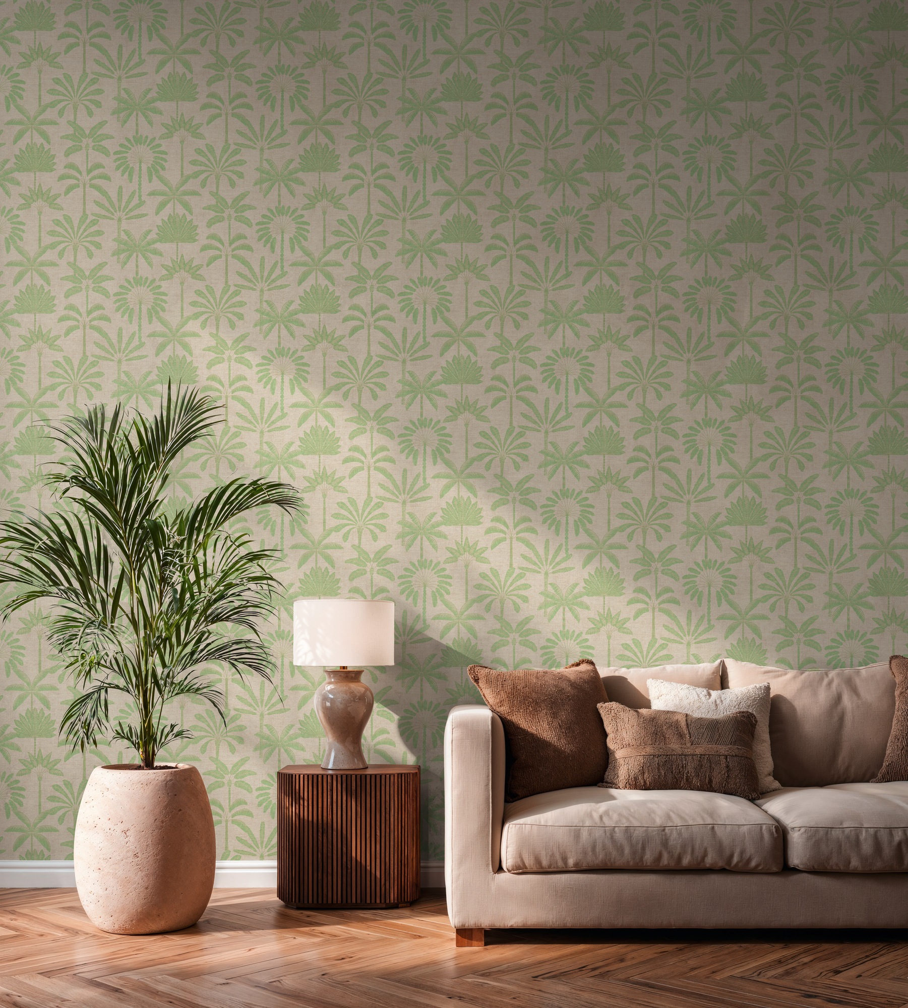 A.S. Création Vliestapete "Cuba II Palmen Silhouette" Retro floral tropisch leicht strukturiert Stilisiertes Palmenmotiv mit dekorativer, ruhiger Ausstrahlung