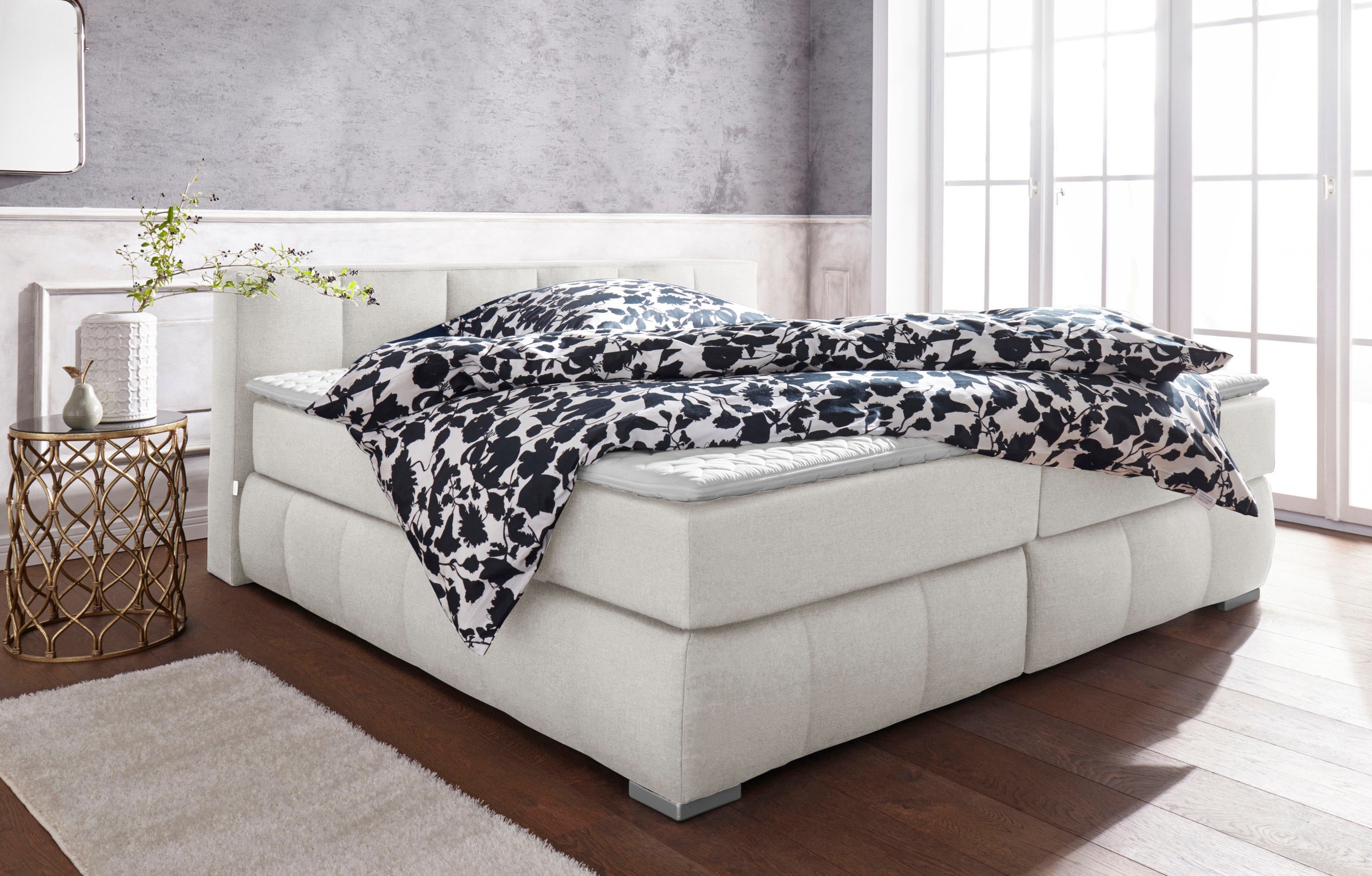Guido Maria Kretschmer Home&Living Boxspringbett »Chelles«, inkl. Topper, in XXL- Überlänge 220 cm, Unterbox mit feine Wölbung