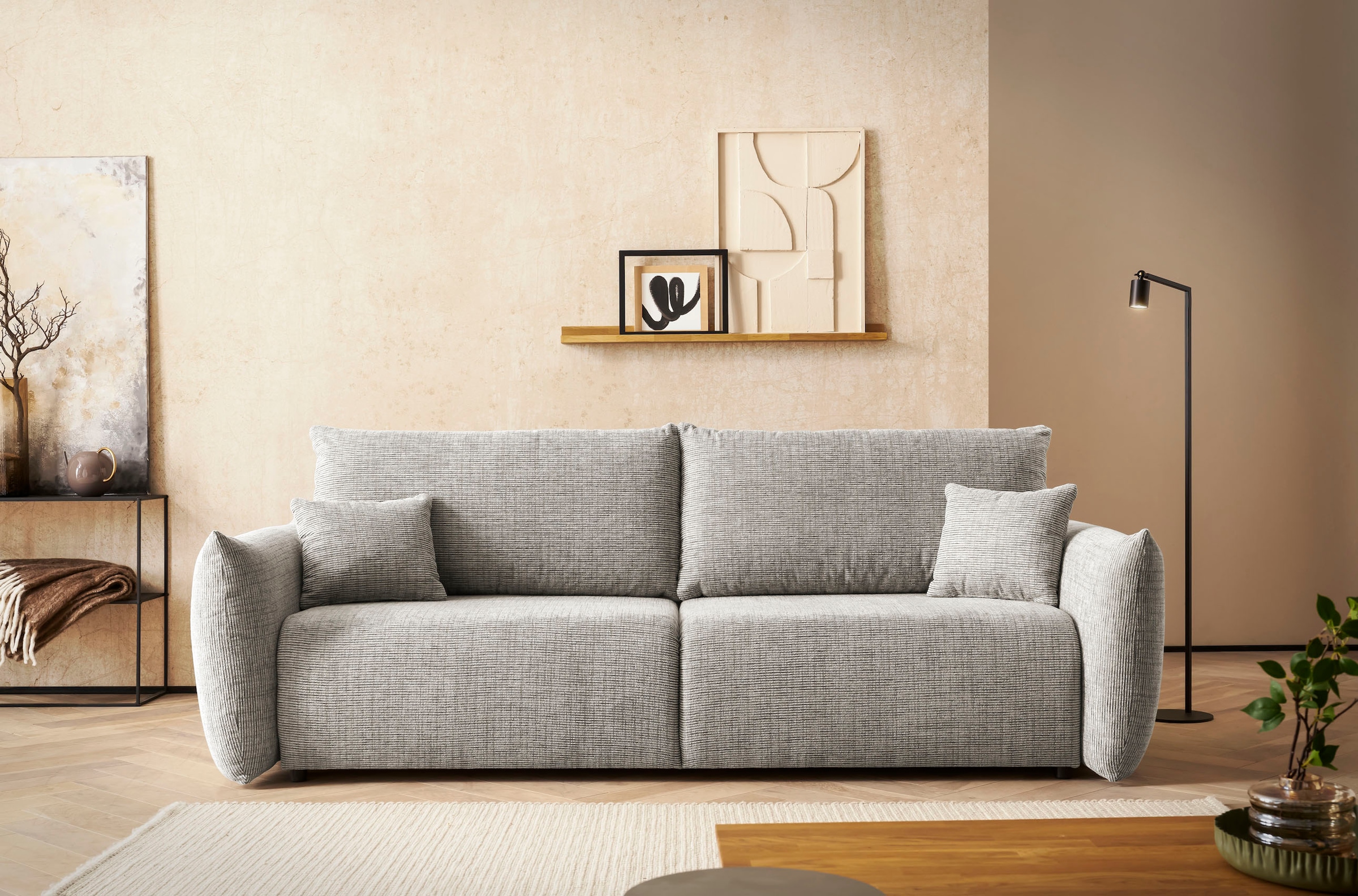 andas 3-Sitzer »MAVAS Schlafsofa mit Bettkasten«, ca.240/108cm (Liegefläche 212/145 cm), Cord, Chenille, Struktur