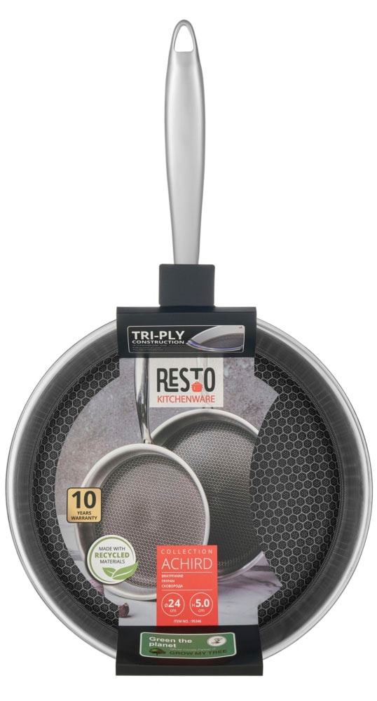 RESTO Kitchenware Bratpfanne »Achird Pfanne aus Tri-Ply (Edelstahl + Aluminium + Edelstahl) ofenfest« Edelstahl 18/10 1 Stk. tlg. Die 3-schichtige Basis ermöglicht eine Energieeinsparung von 25%