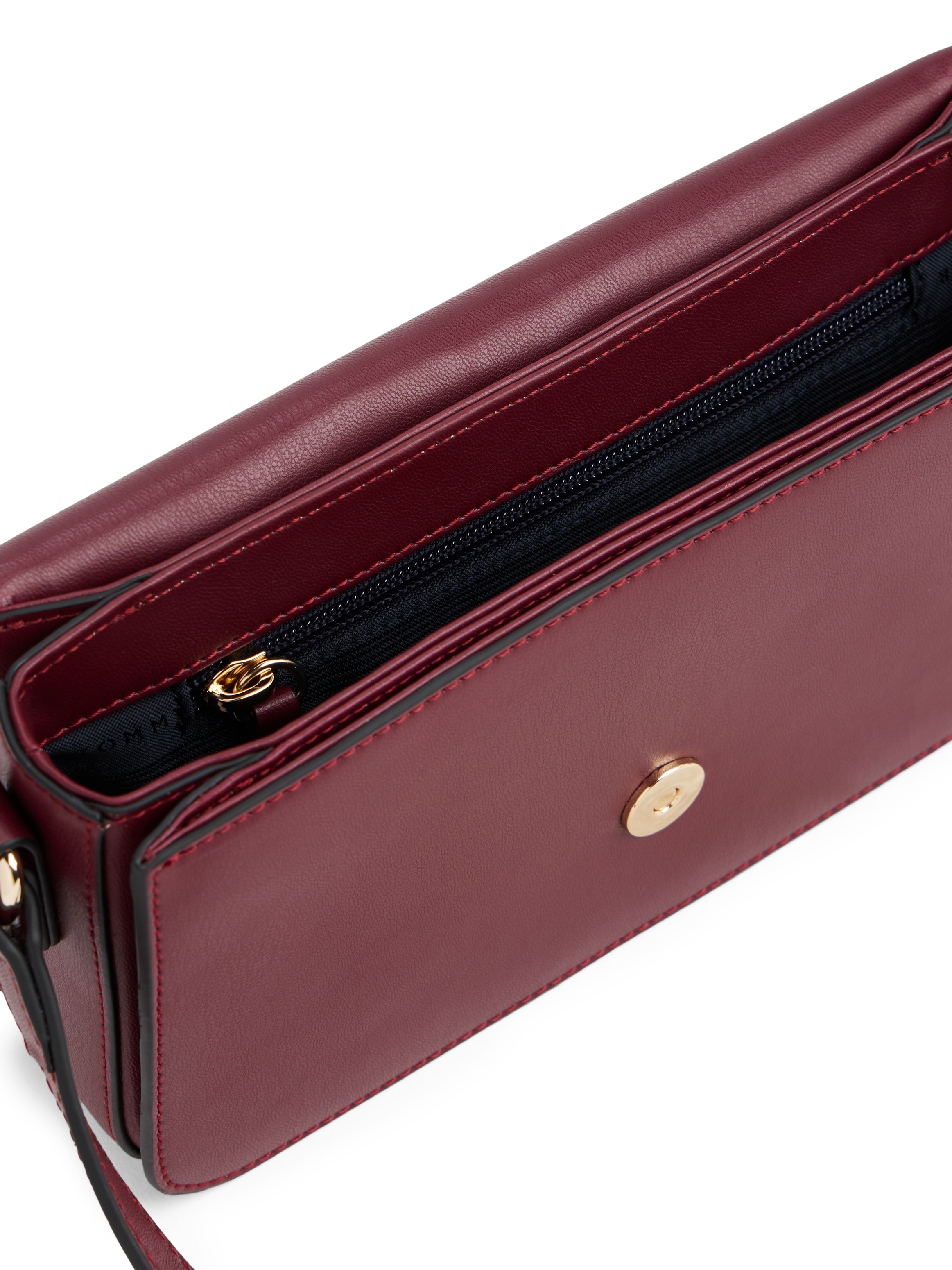 Tommy Hilfiger Umhängetasche »TH LIBRE FLAP CROSSOVER«, Damen Schultertasche, Minibag mit goldfarbenem TH-Schmuckelement