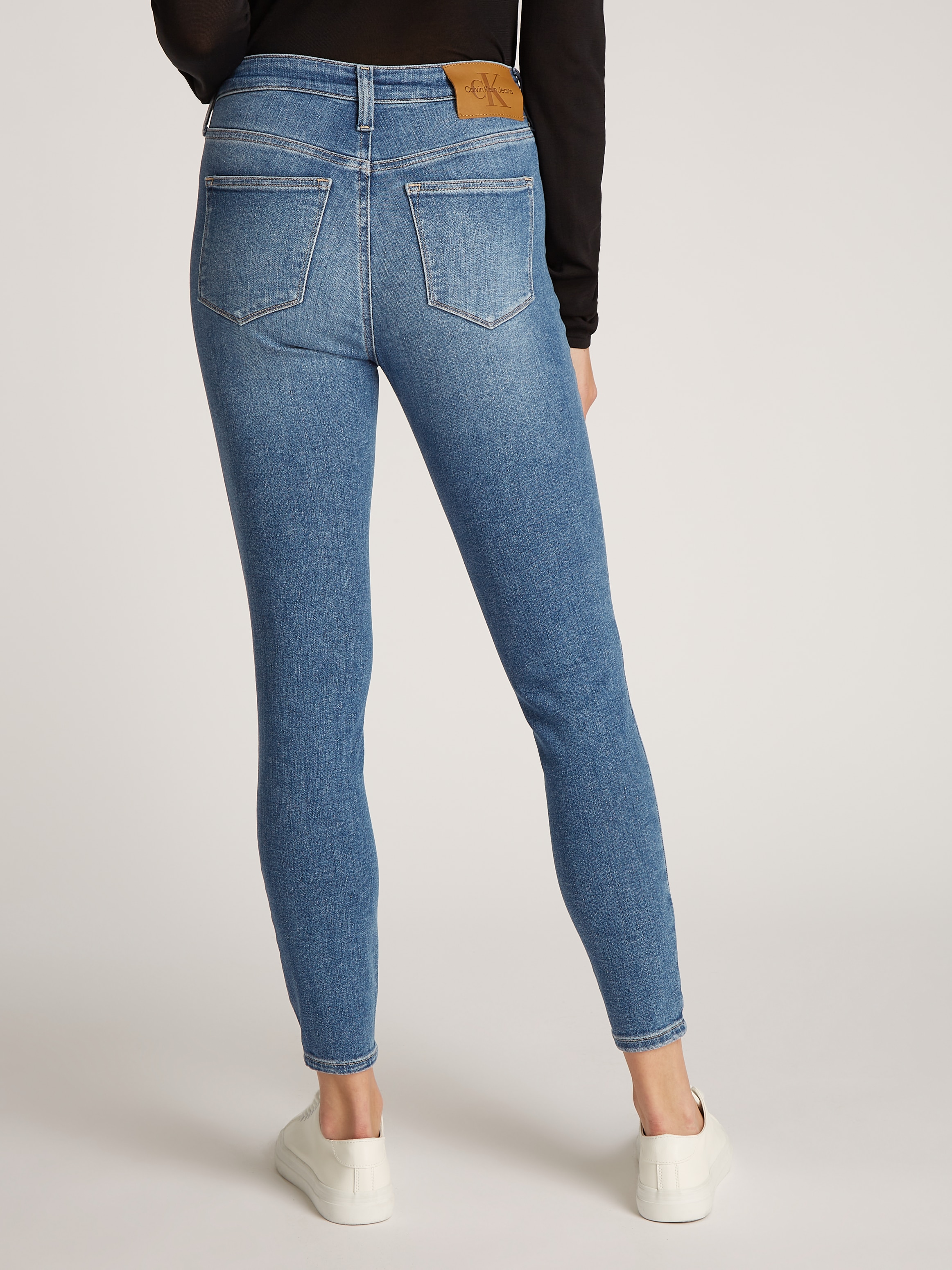 Calvin Klein Jeans Skinny-fit-Jeans »HIGH RISE SUPER SKINNY ANKLE«, mit Stoned wash Optik, mit Coinpocket