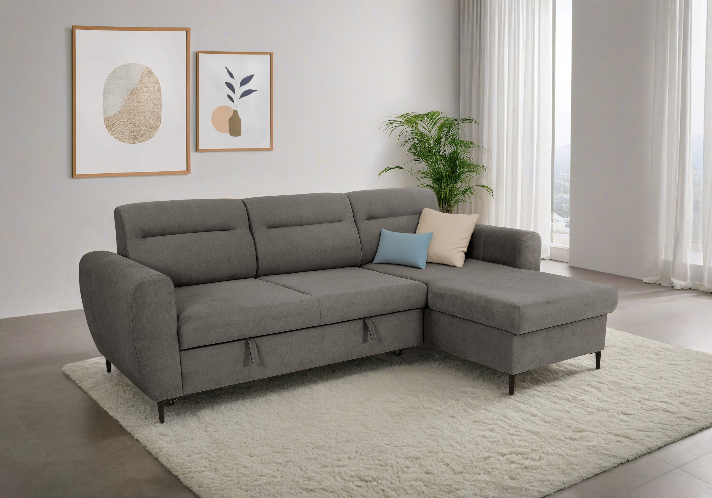 Trends by HG Ecksofa »Bella L-Form, B: 248 cm« mit Bettfunktion & Bettkasten