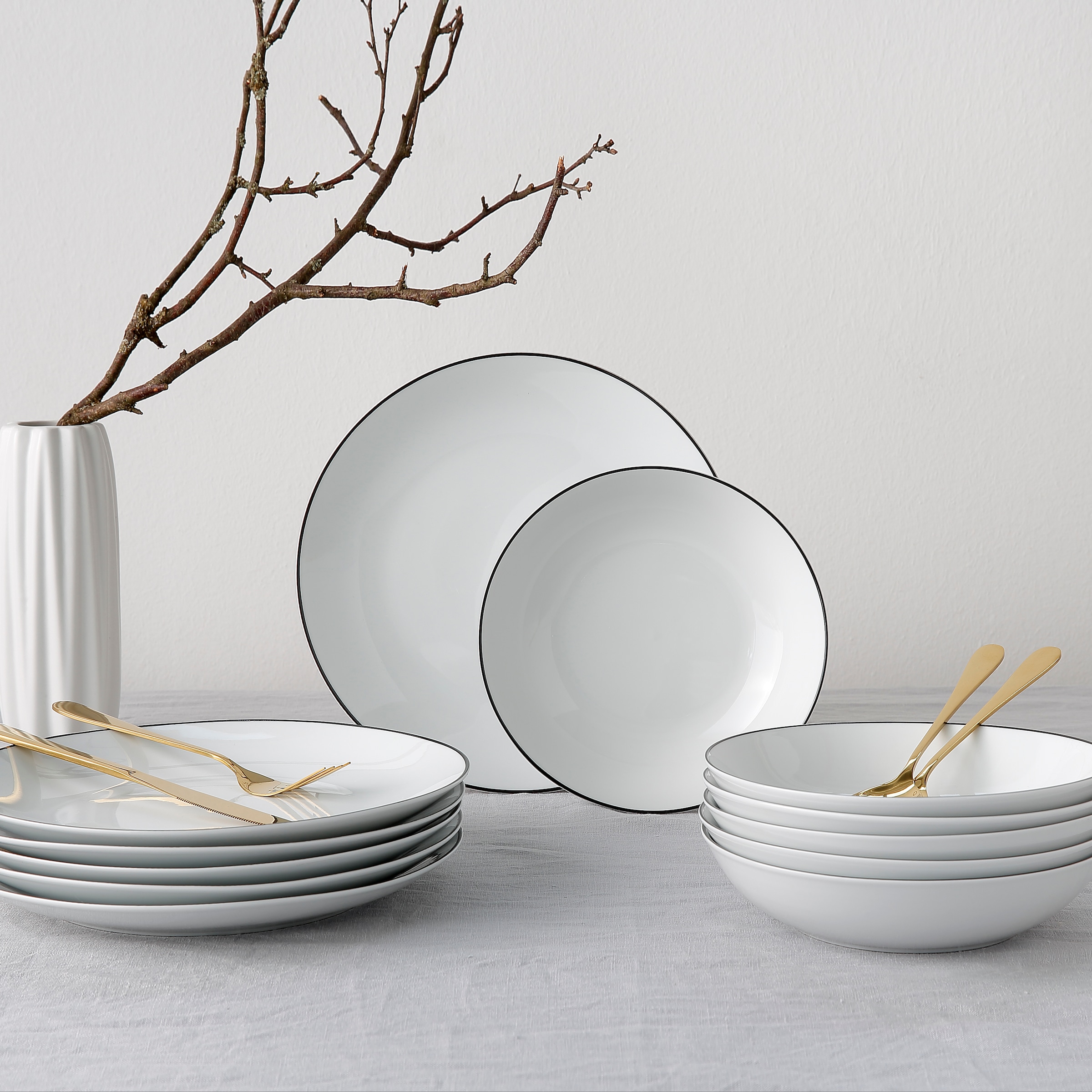 my home Tafelservice "Madeline" Geschirr, trendige Coupeform, handgemalte, günstig online kaufen