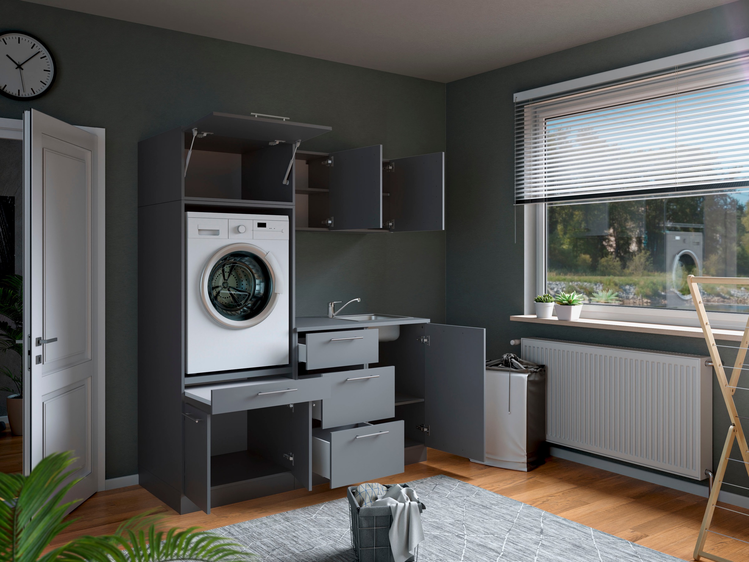 Laundreezy Mehrzweckschrank-Set »Laundreezy, 6-tlg. Mehrzweckschrank-Set B/H/T 168/238/68 cm«, (6 St.), Breite 168 cm, Soft-Close-Funktion für Türen