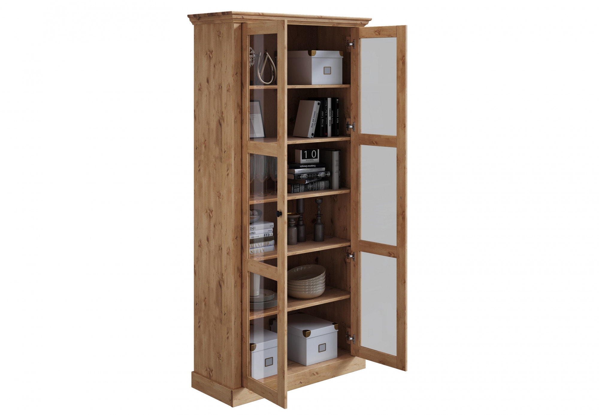 Home affaire Vitrine »Meliss«, aus massiver Kiefer, mit viel Stauraum