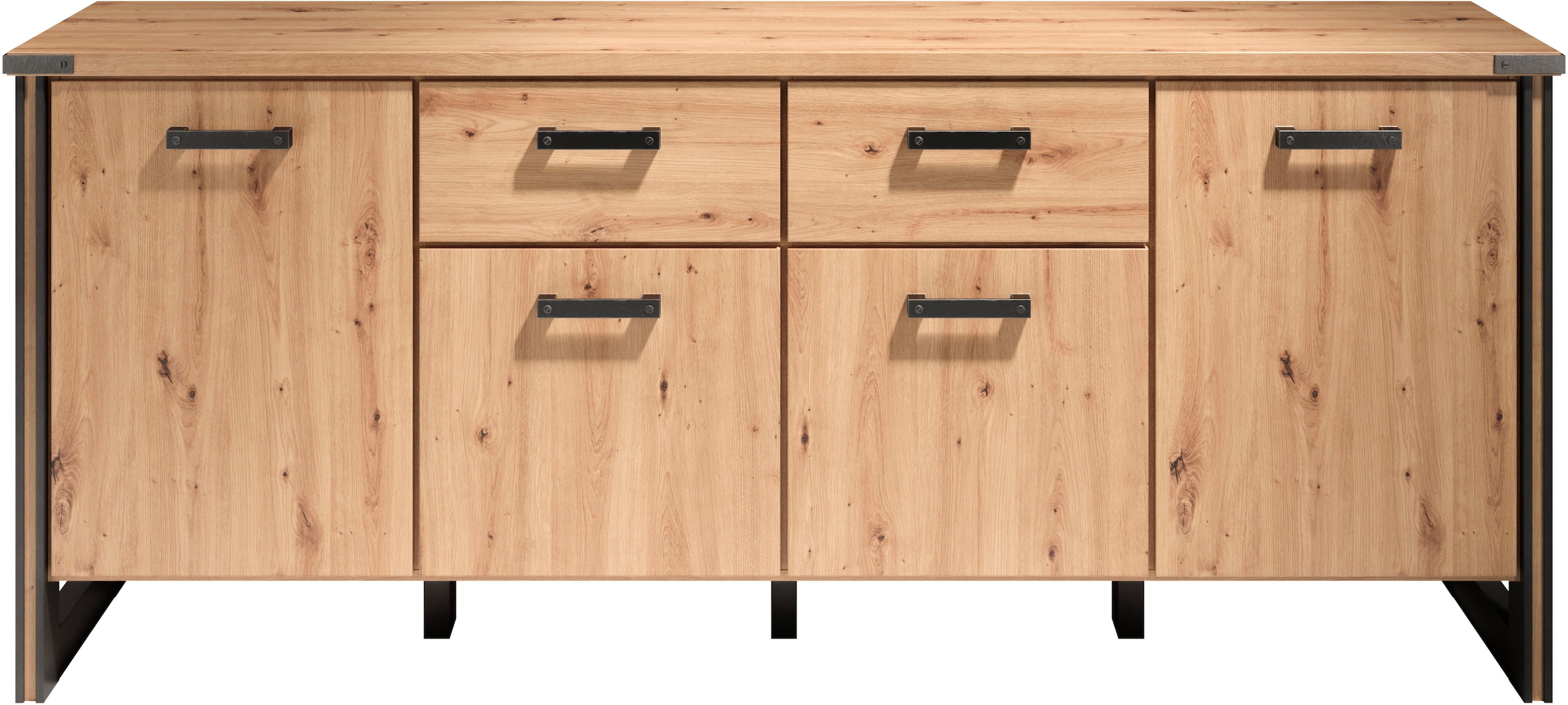 Home affaire Sideboard "Mia" 1 Stk. tlg. Echtholzoptik, Eiche, 207 cm breit günstig online kaufen
