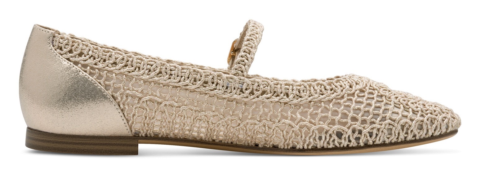 Tamaris Riemchenballerina, Blockabsatz, Halbschuh, Frühlingsschuh in modischer Häkeloptik