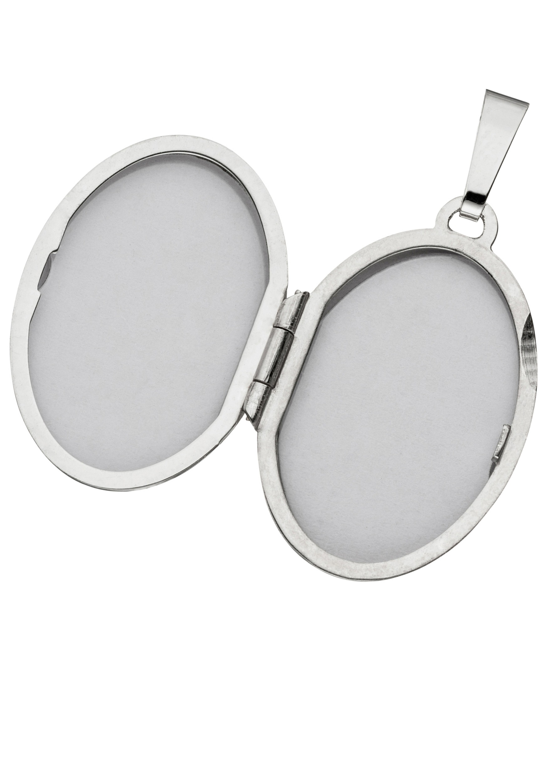 JOBO Medallionanhänger »Anhänger Medaillon oval 25 mm« ()  585 Weißgold mit 3 Diamanten für 2 Fotos