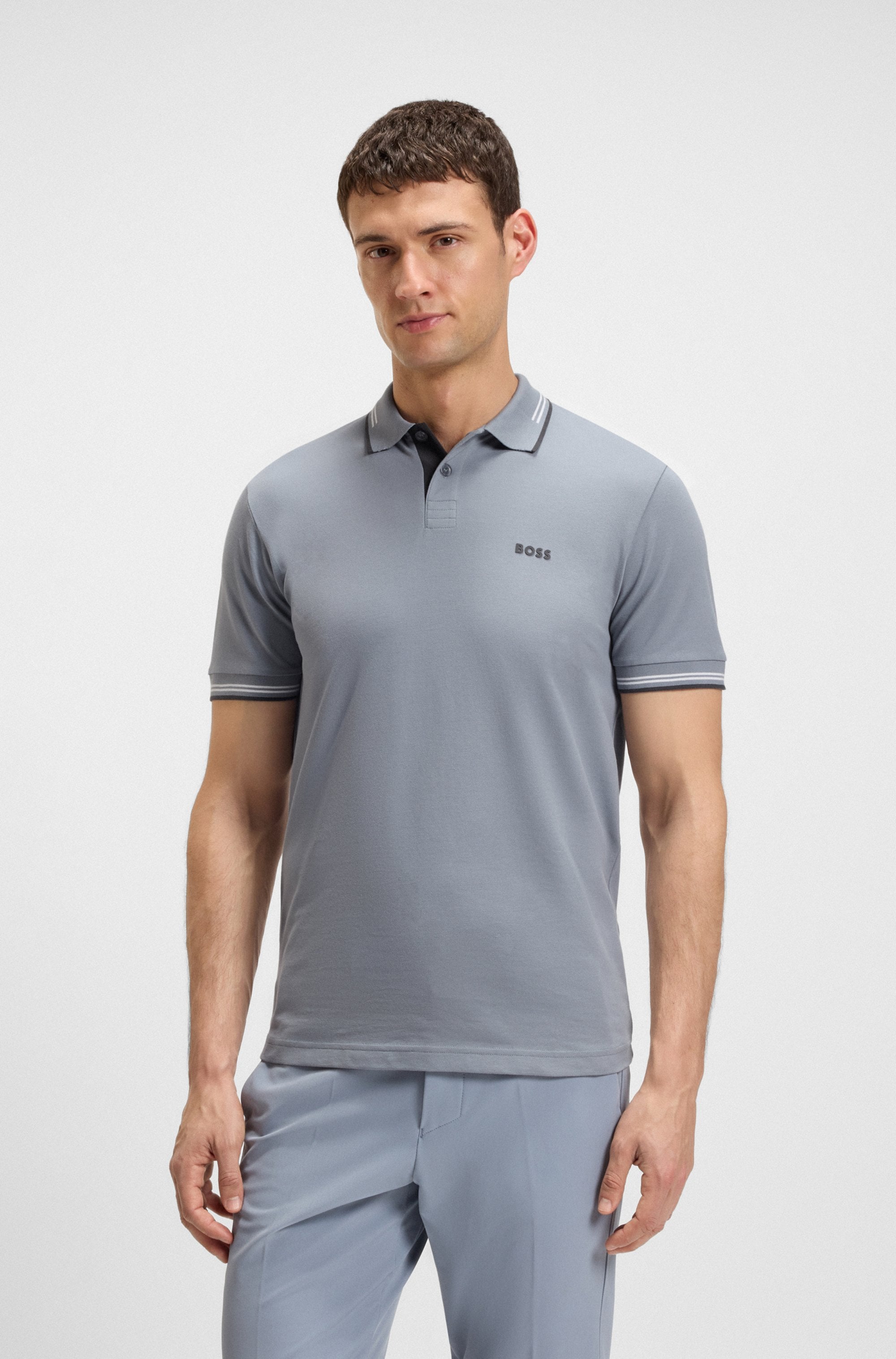 BOSS GREEN "Paul Slim Fit Stretch-Baumwoll-Pique" mit Polokragen